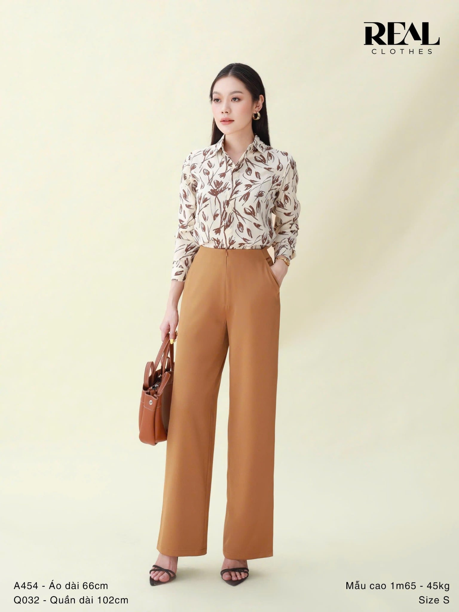  Quần suông da bò 