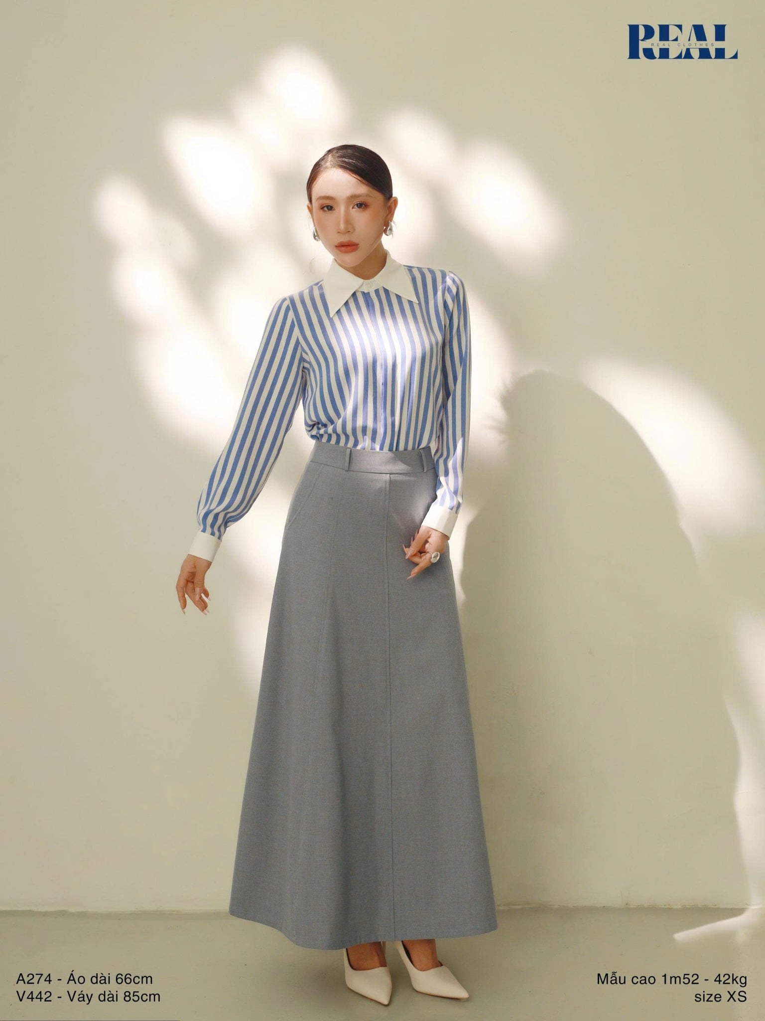 Sơ mi phối cổ sọc to