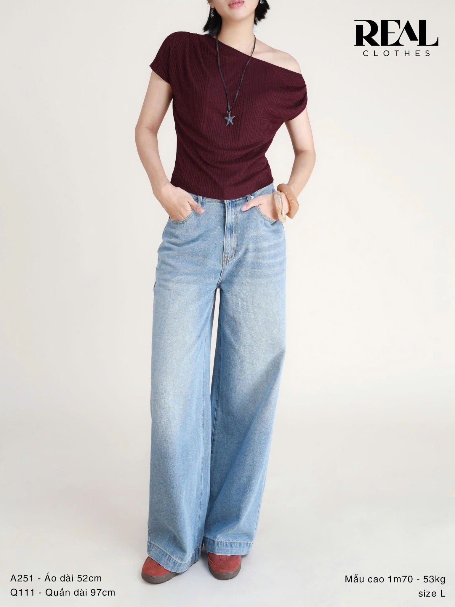 Áo lệch vai đỏ tím SALE