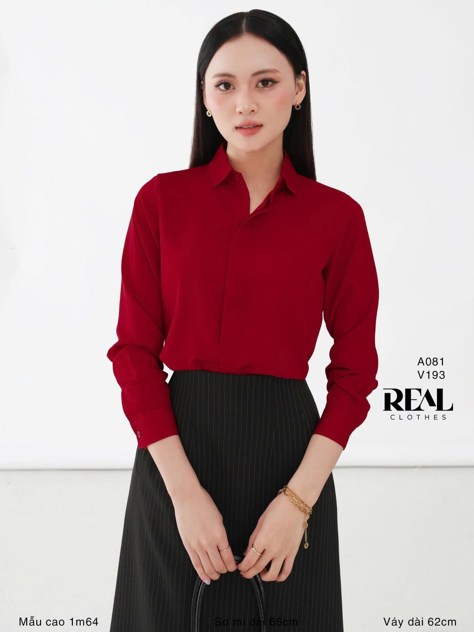  Sơ mi cổ mềm đỏ đô 