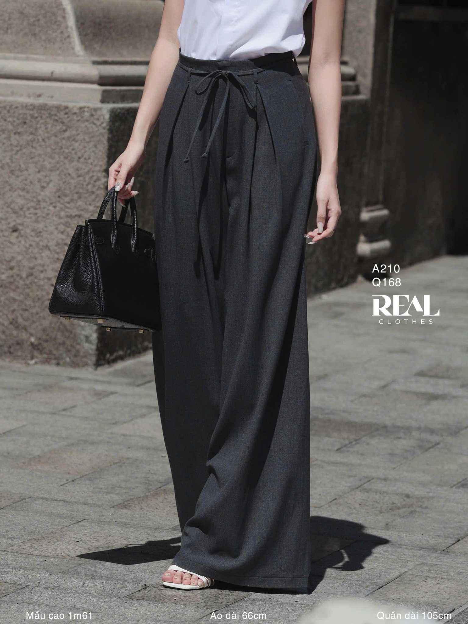 Quần ống rộng xám đậm - size XS