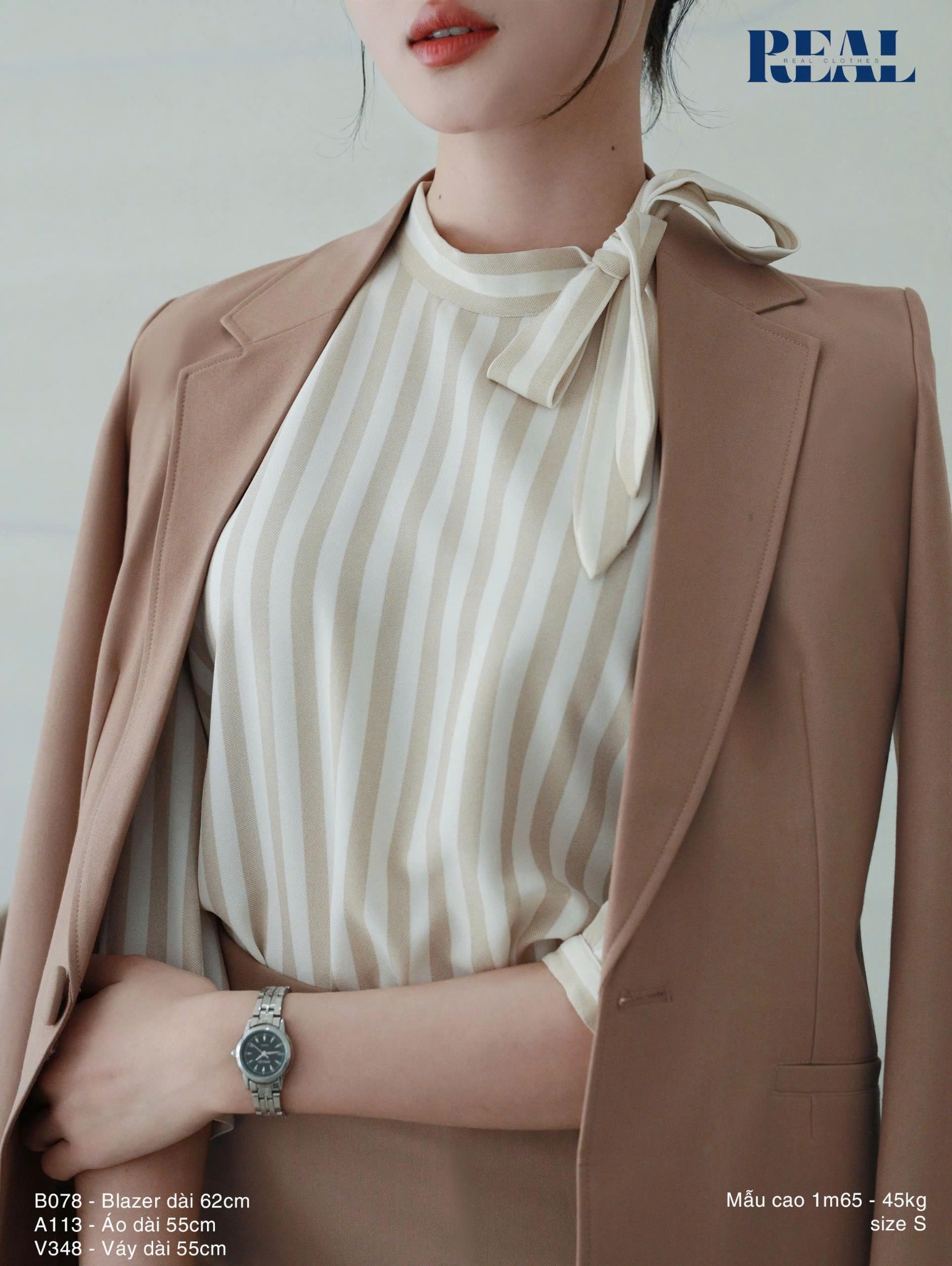 Blazer dài tay dài cafe sữa