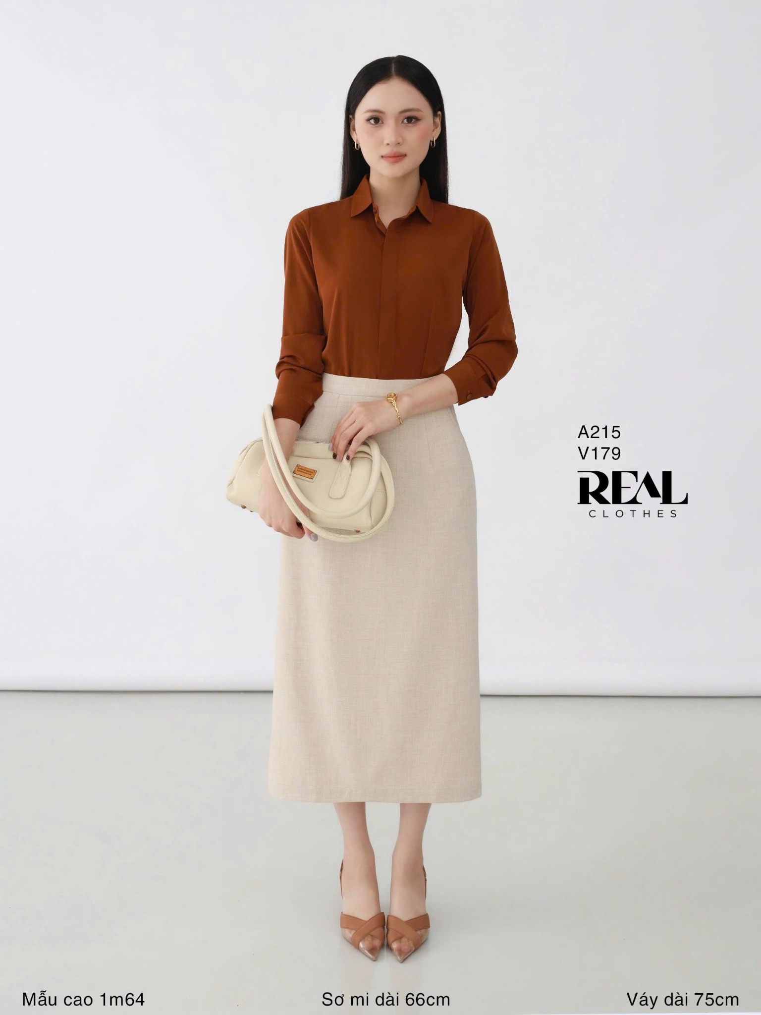 Sơ mi cổ mềm nâu