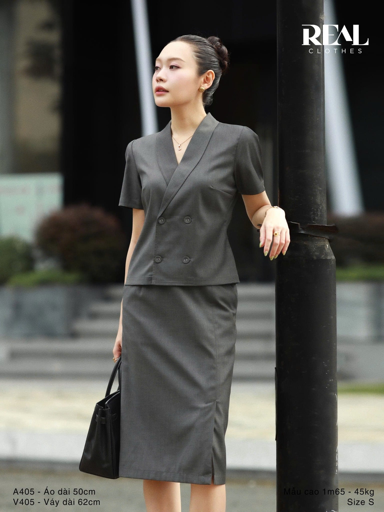 Váy Japan cách điệu xám đậm