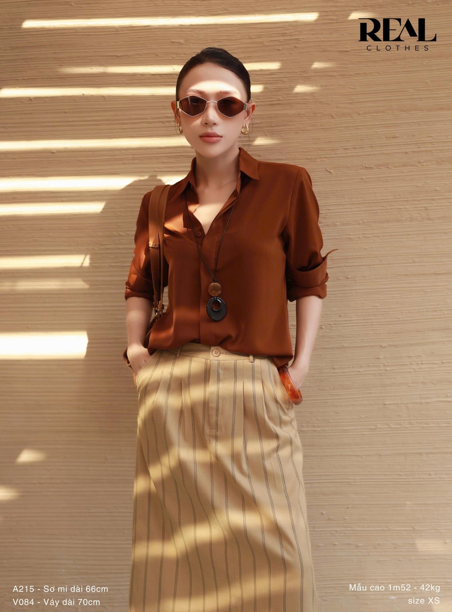 Váy 2 Xếp Sọc Cà Phê Sữa