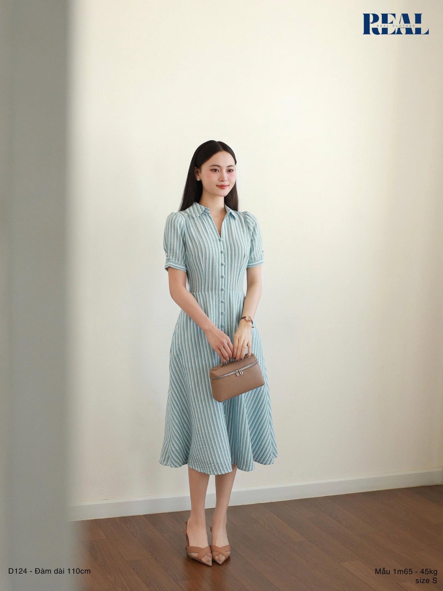 Đầm Love sọc xanh