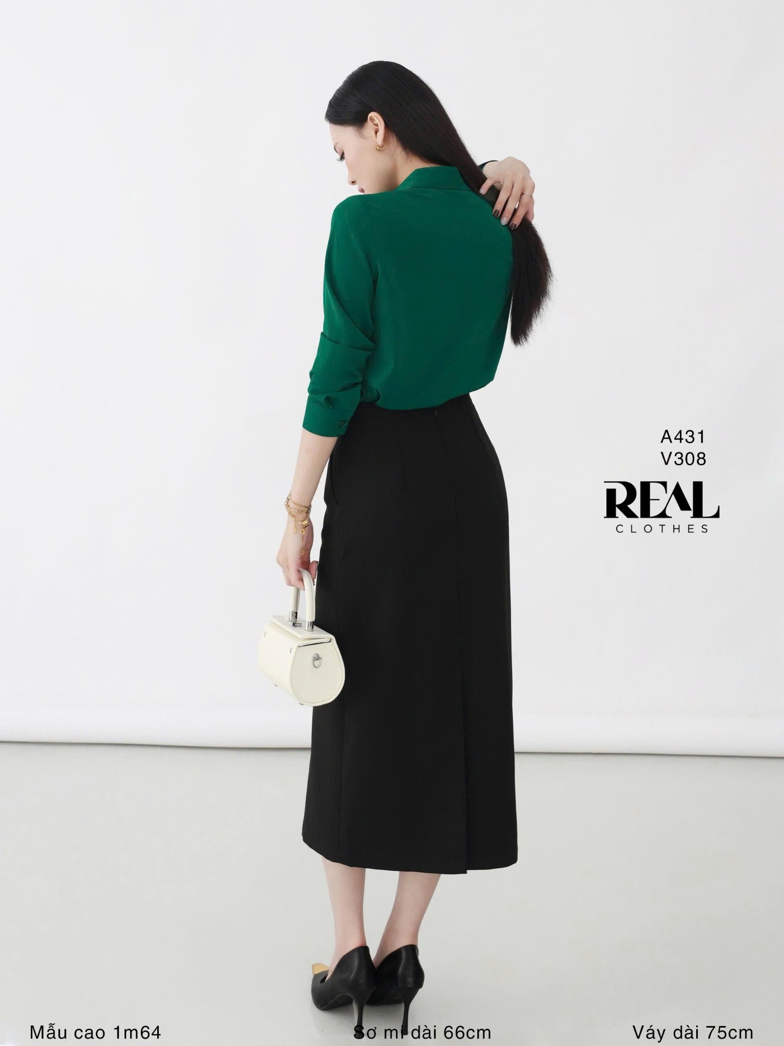 Sơ mi cổ mềm xanh lá MỚI