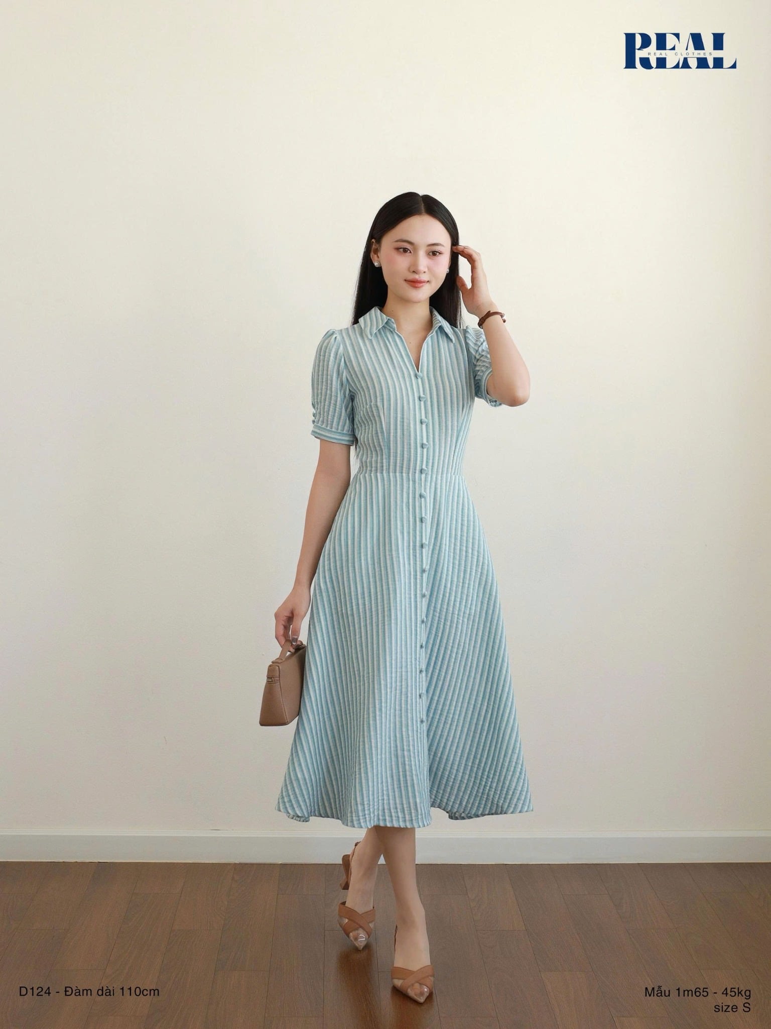  Đầm Love sọc xanh 
