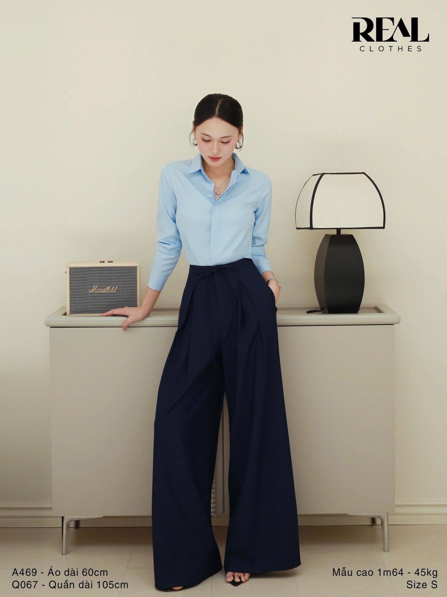 Sơ mi cổ Đức blue