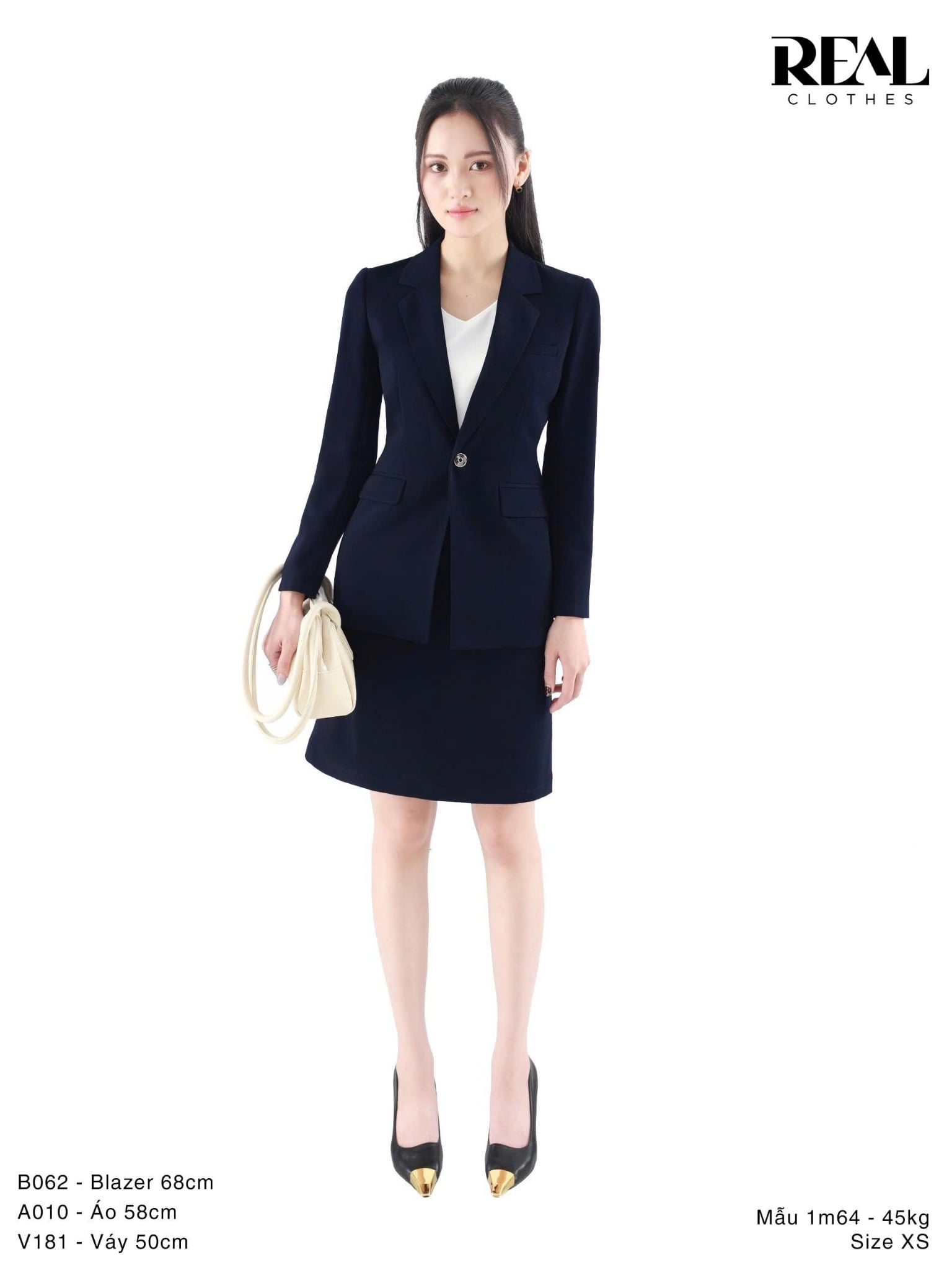 Blazer Clara cindy xanh đen