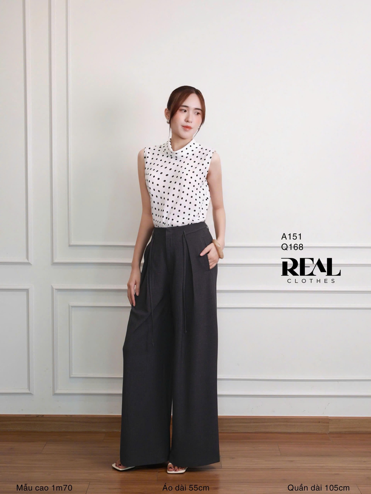 Quần ống rộng xám đậm - size XS