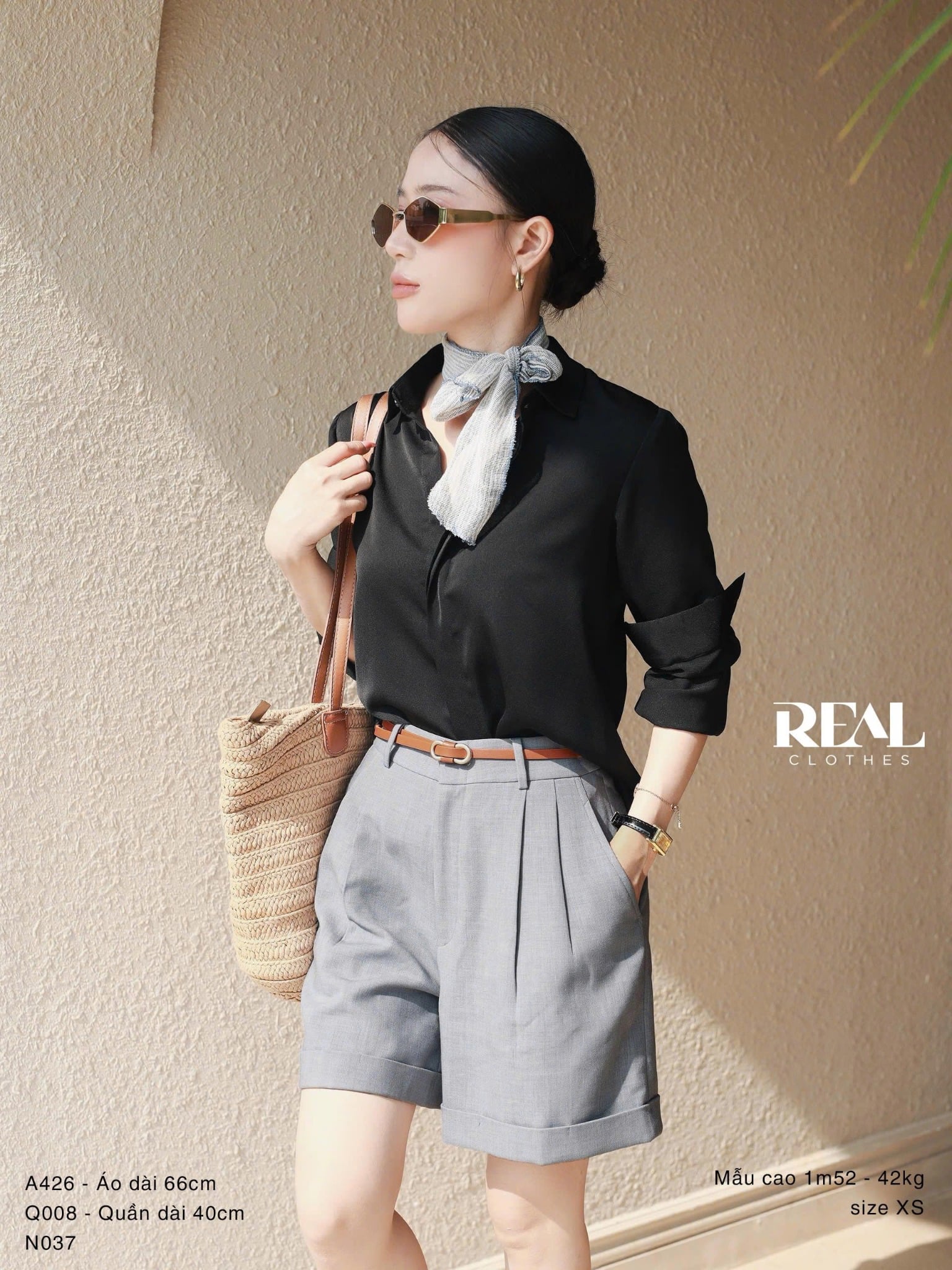 Quần short lật lai xám