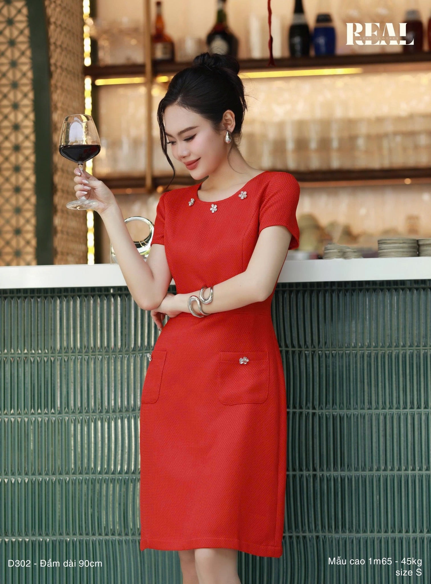 Đầm Mimi đỏ kết hoa