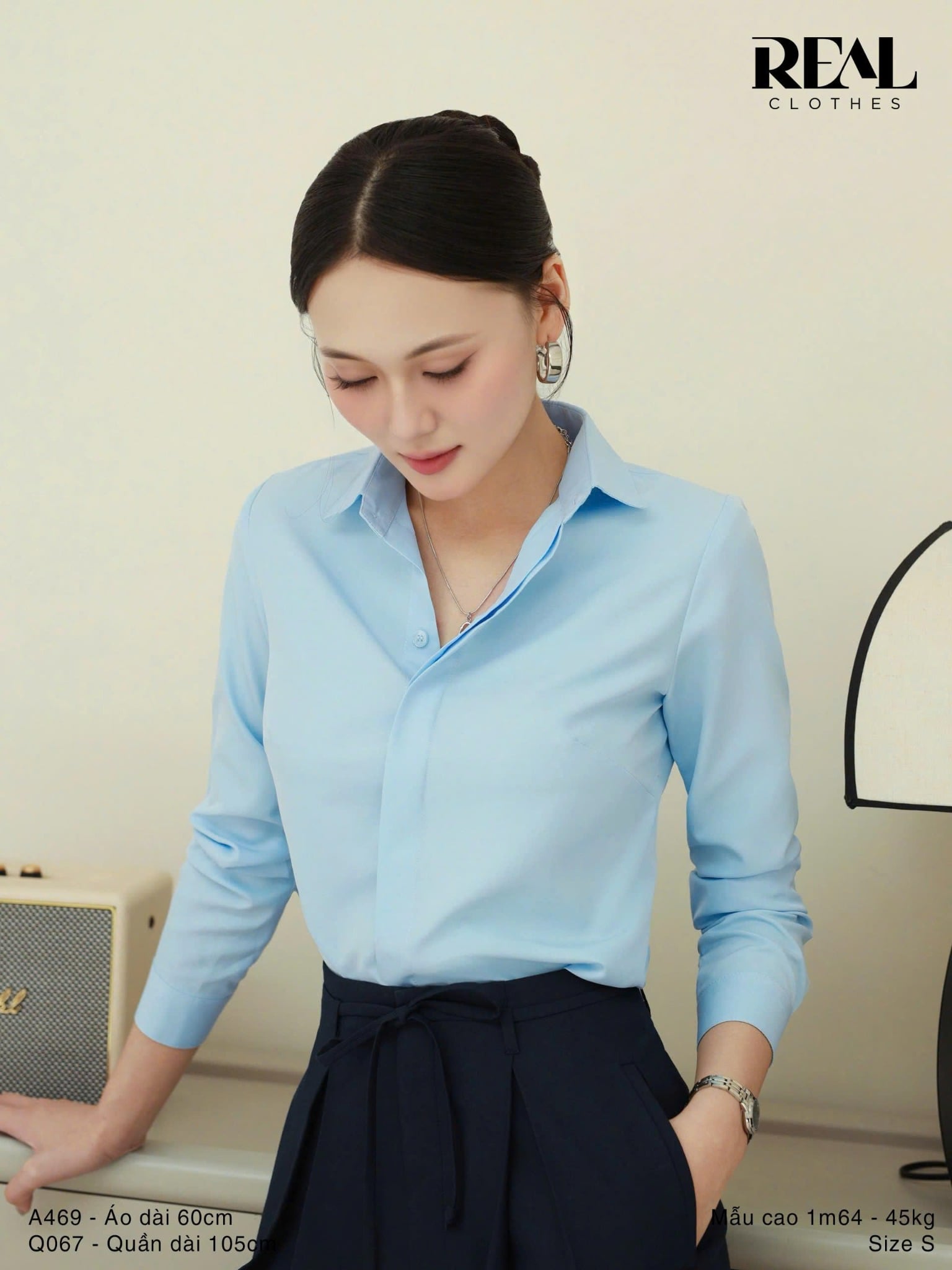 Sơ mi cổ Đức blue