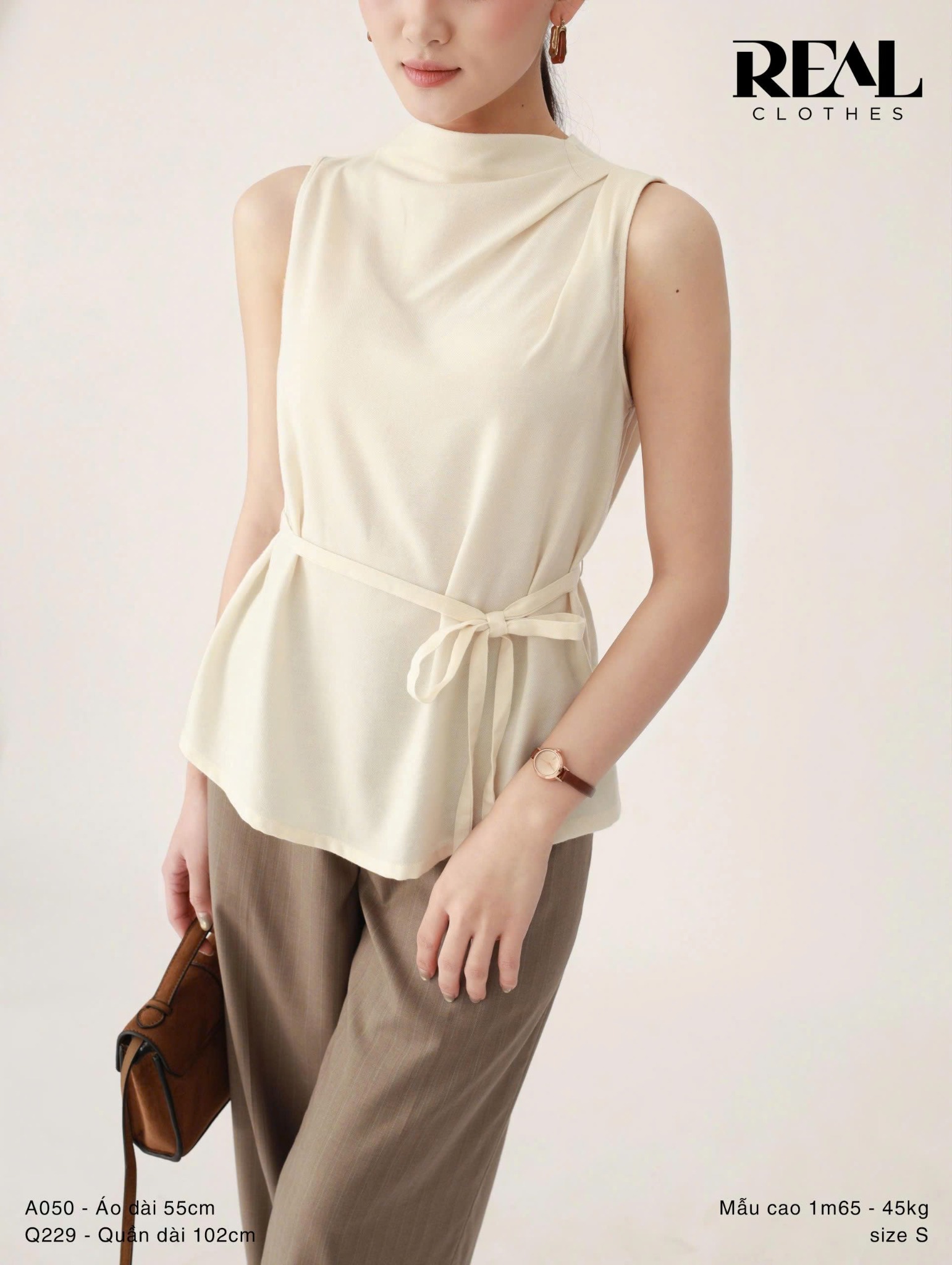 Quần suông Paris sọc nâu