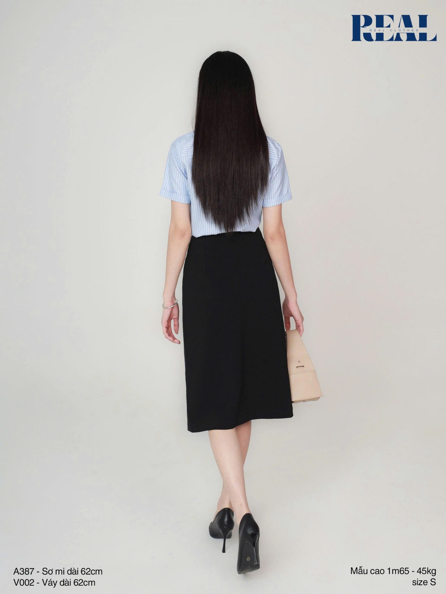 Sơ mi sọc blue tay đủ