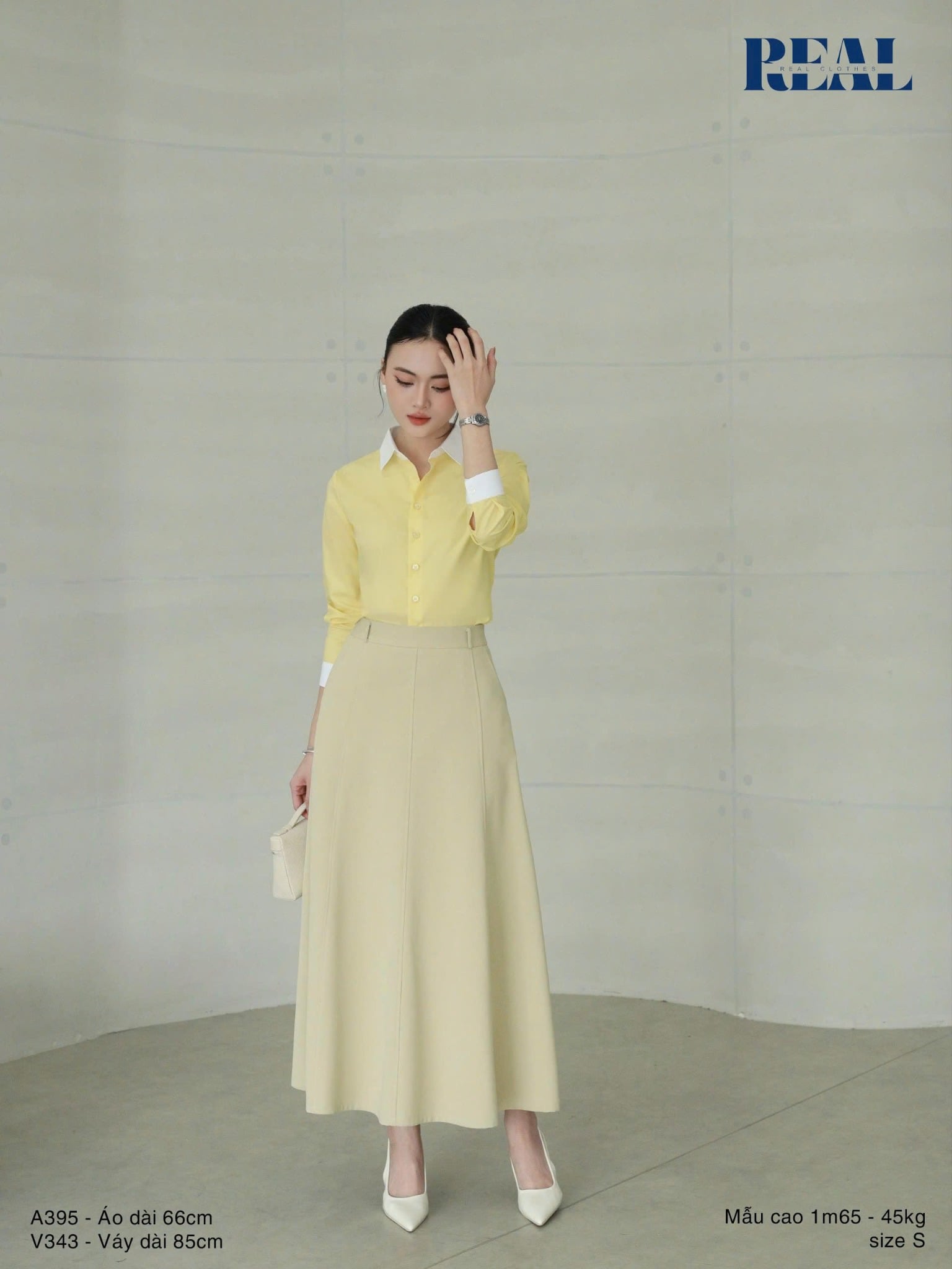 Sơ mi phối cổ Yola vàng