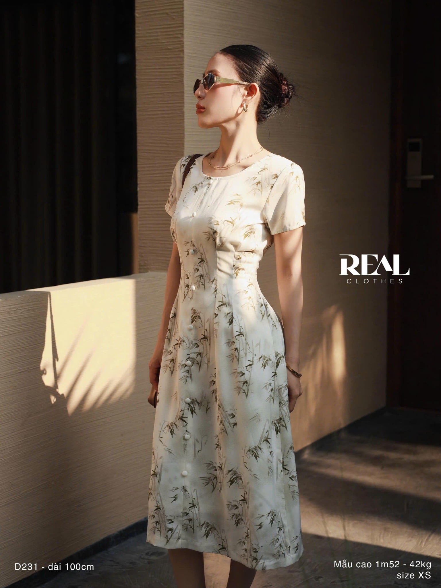 Đầm xếp eo bamboo xanh lá SALE