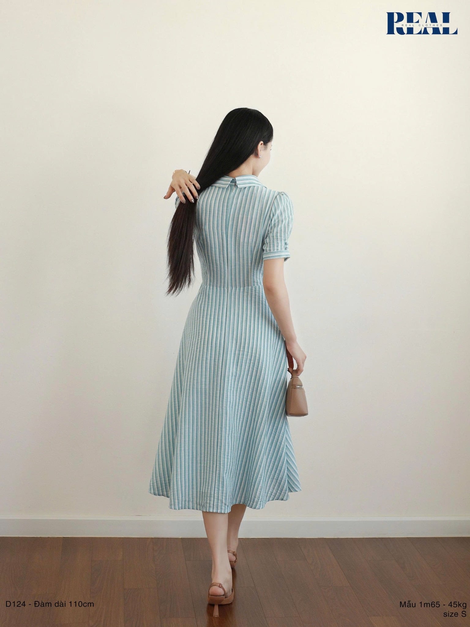 Đầm Love sọc xanh