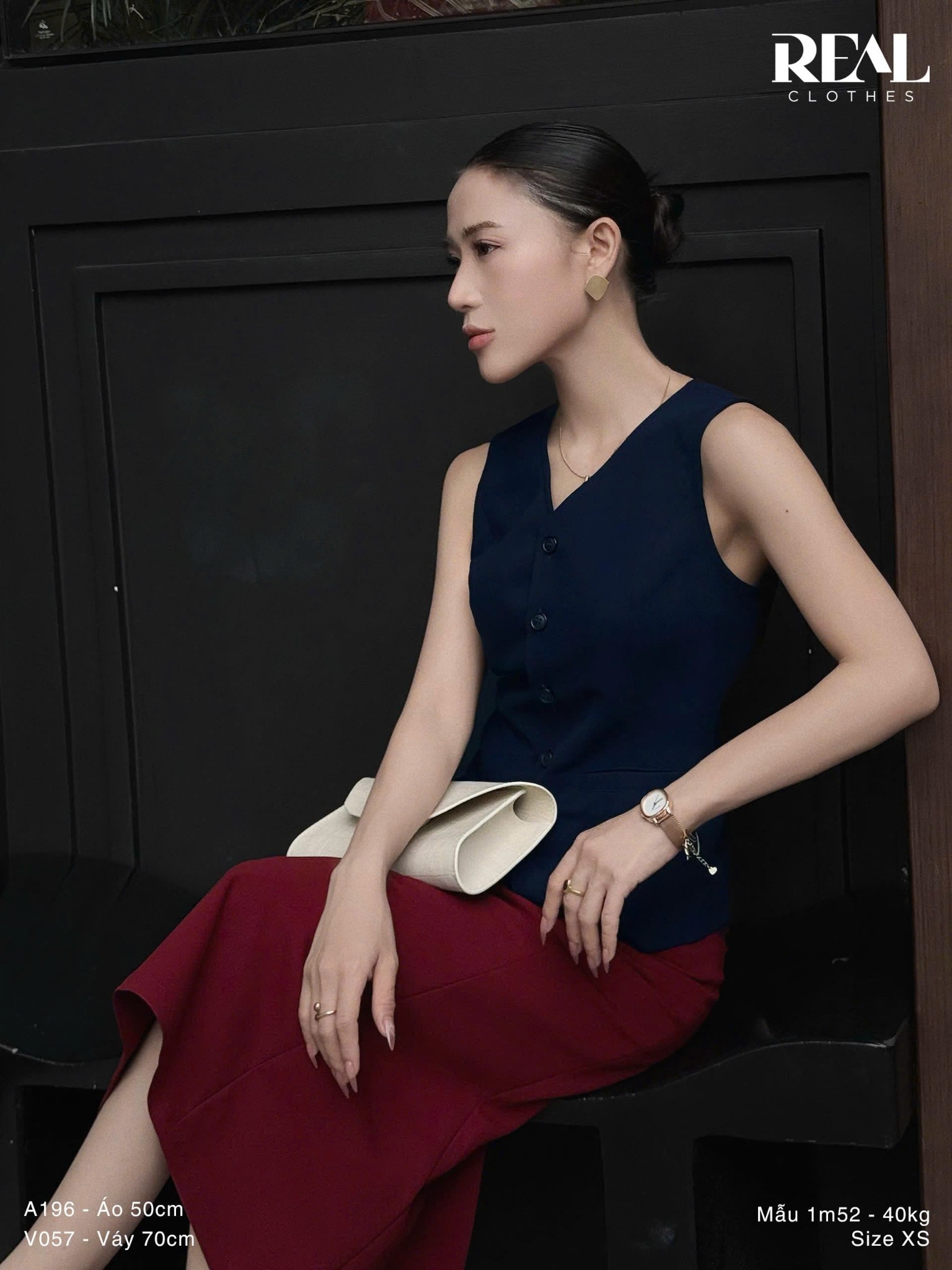 Áo kiểu ghile xanh đen