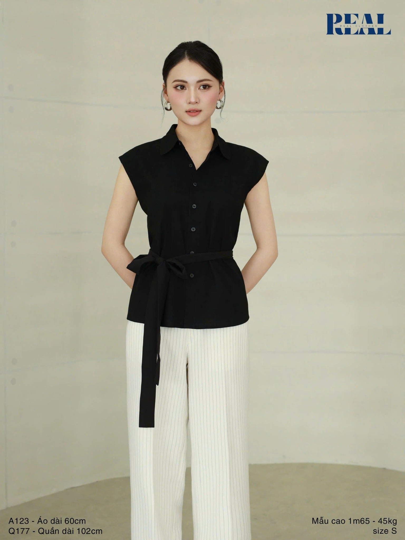 Sơ mi tay liền linen đen