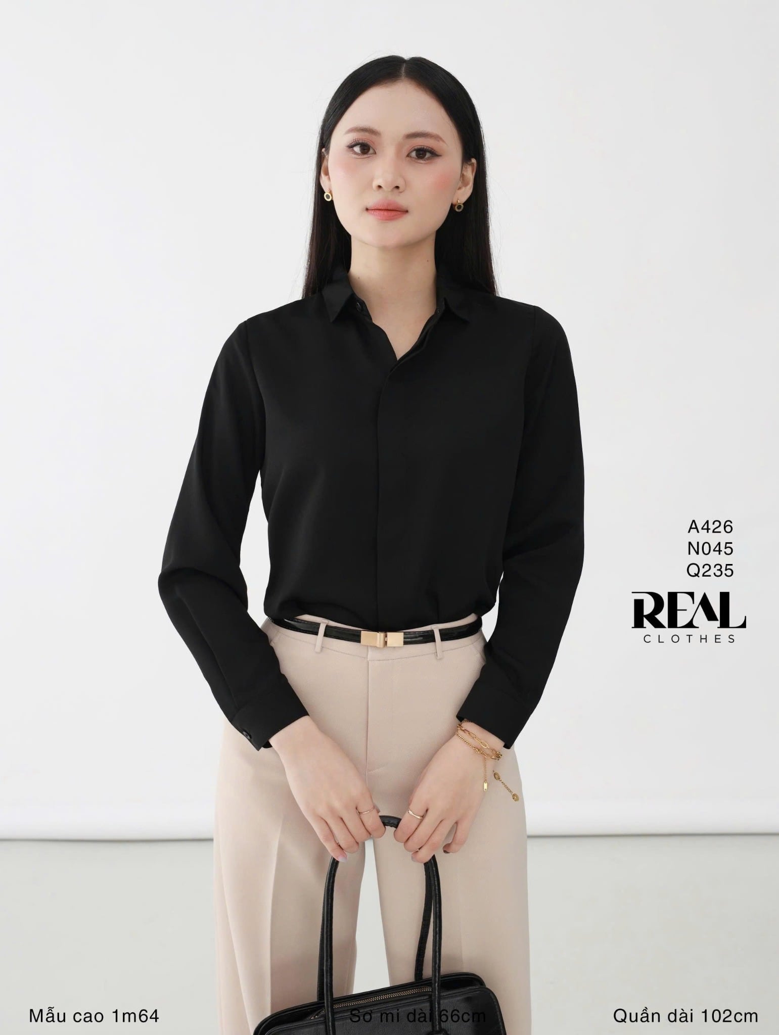  Sơ mi cổ mềm đen 