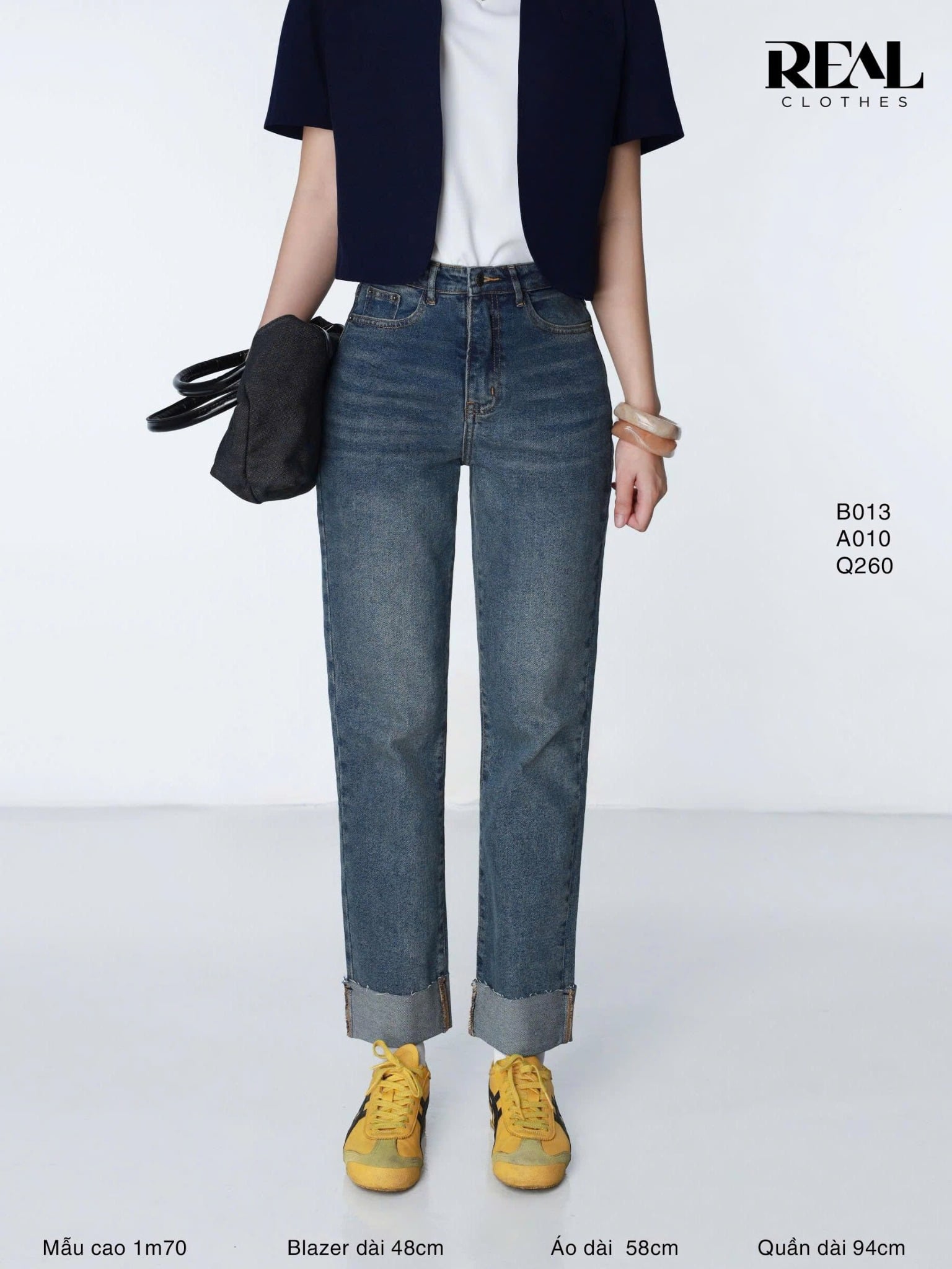 Quần Jeans lật lai xanh đậm - size XS