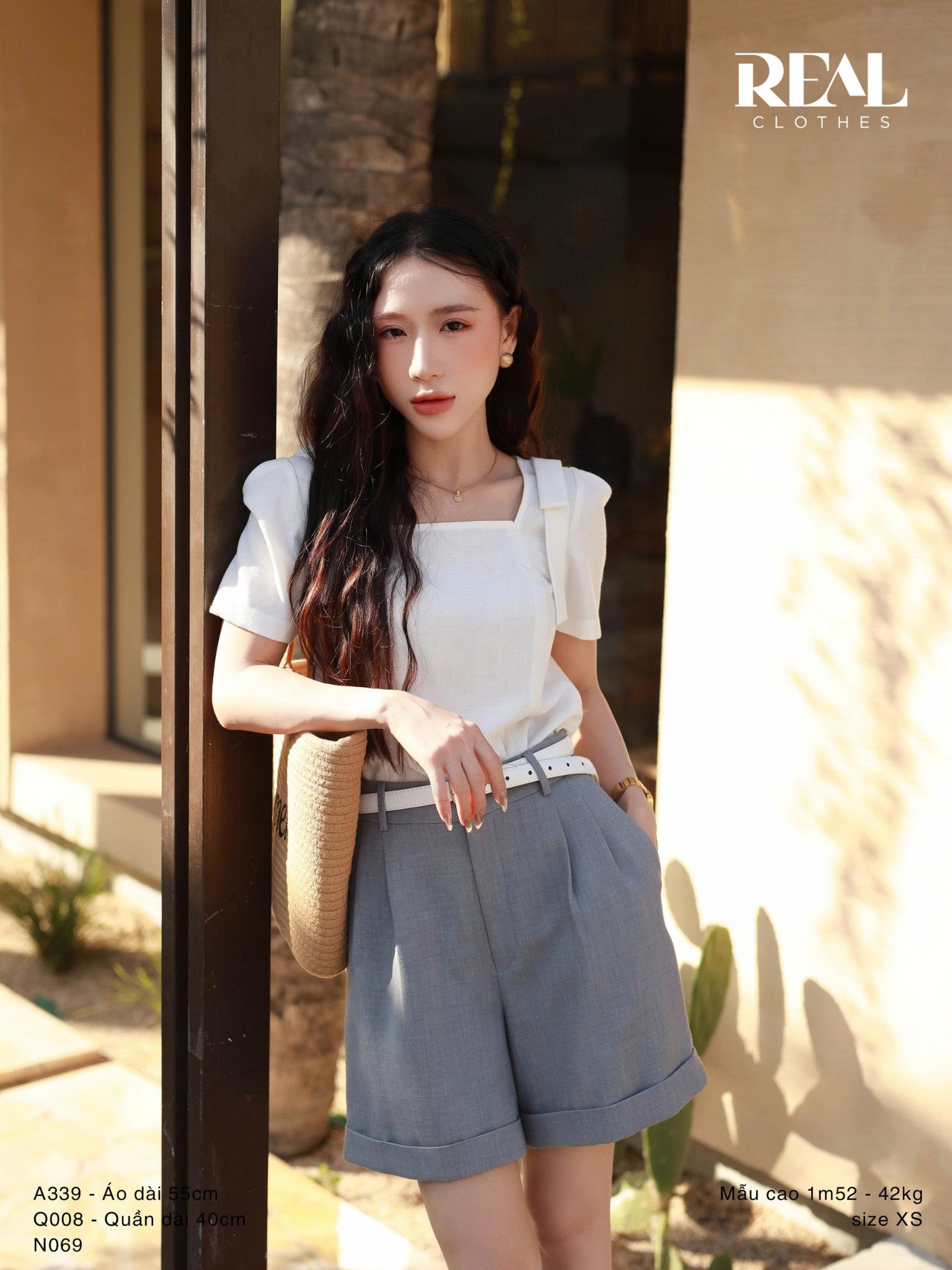 Quần short lật lai xám