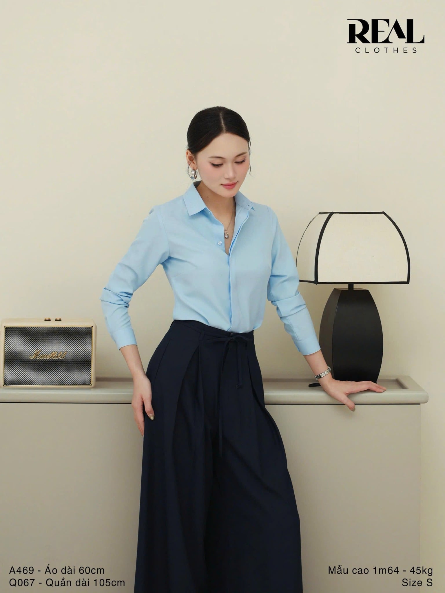 Sơ mi cổ Đức blue