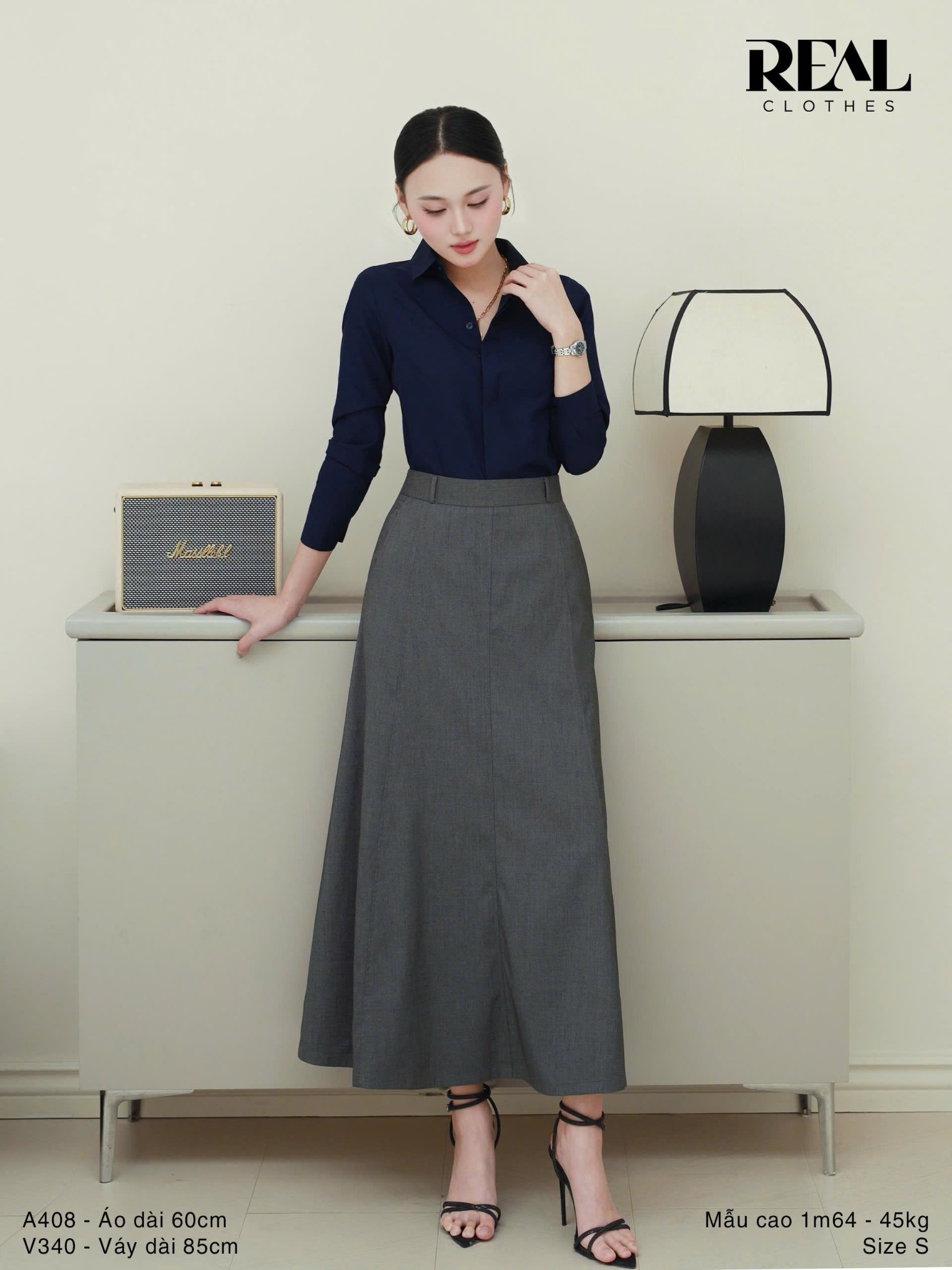 Váy Rachel xám đậm