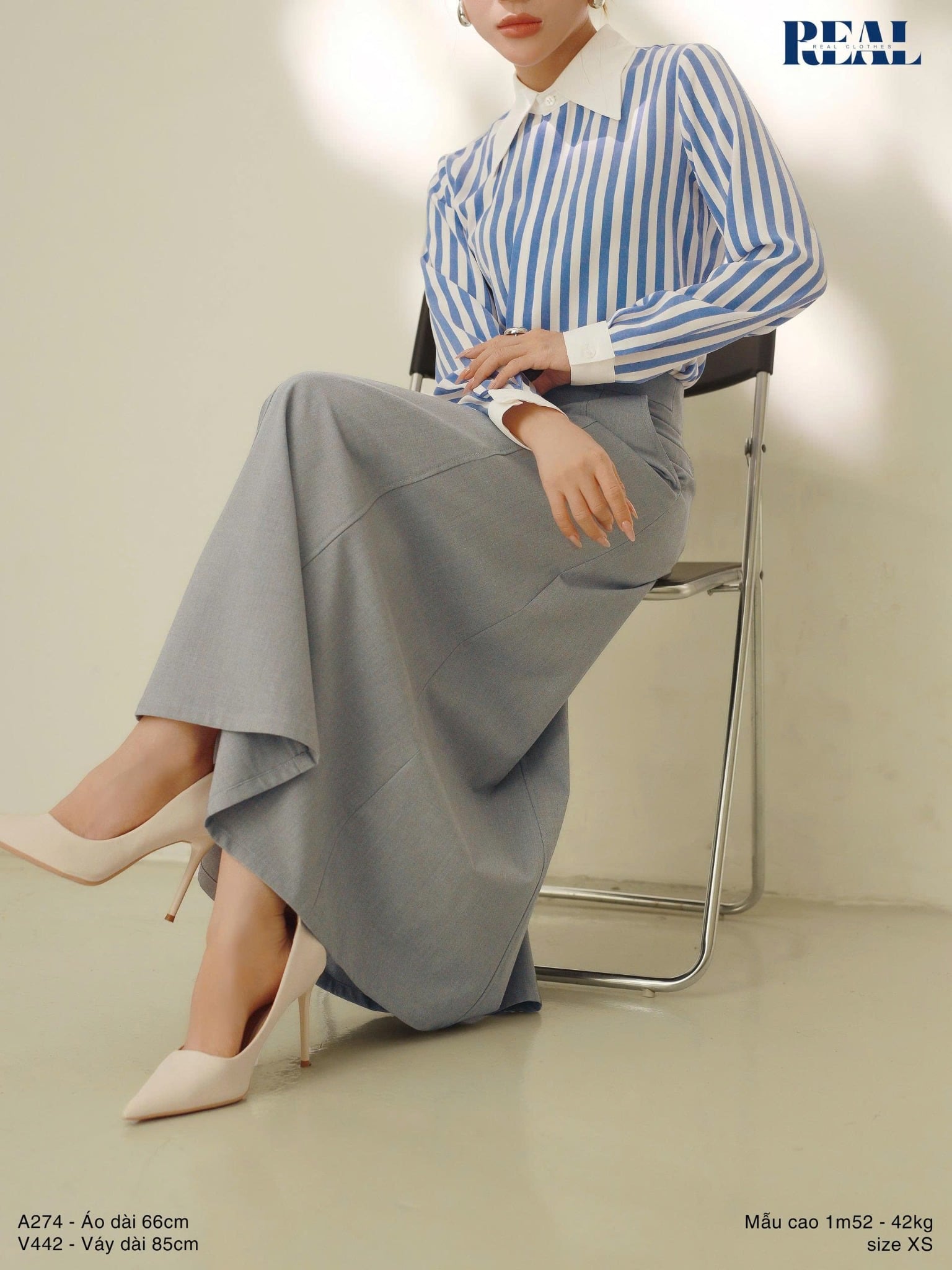 Sơ mi phối cổ sọc to