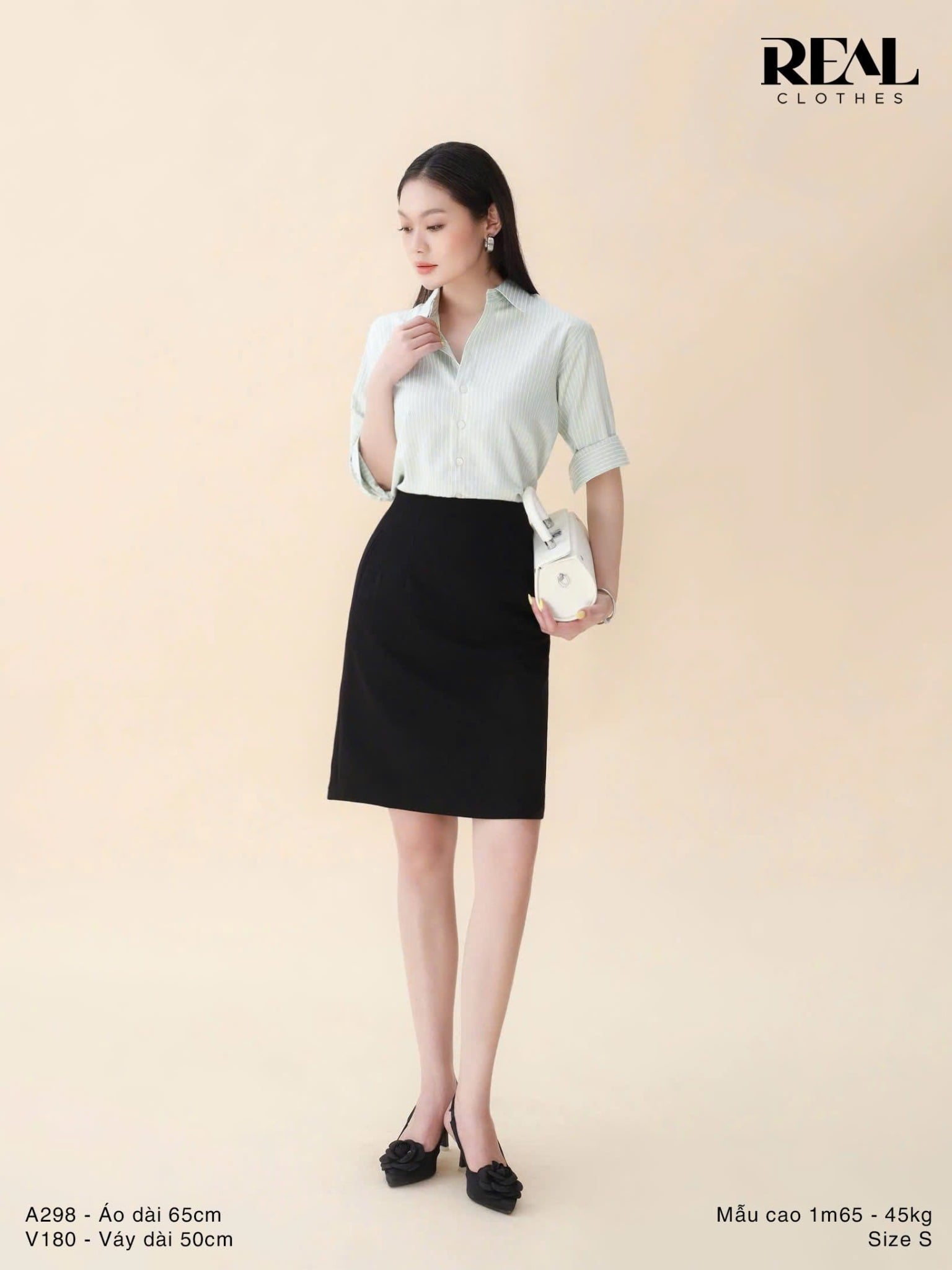 Sơ mi form rộng sọc mint