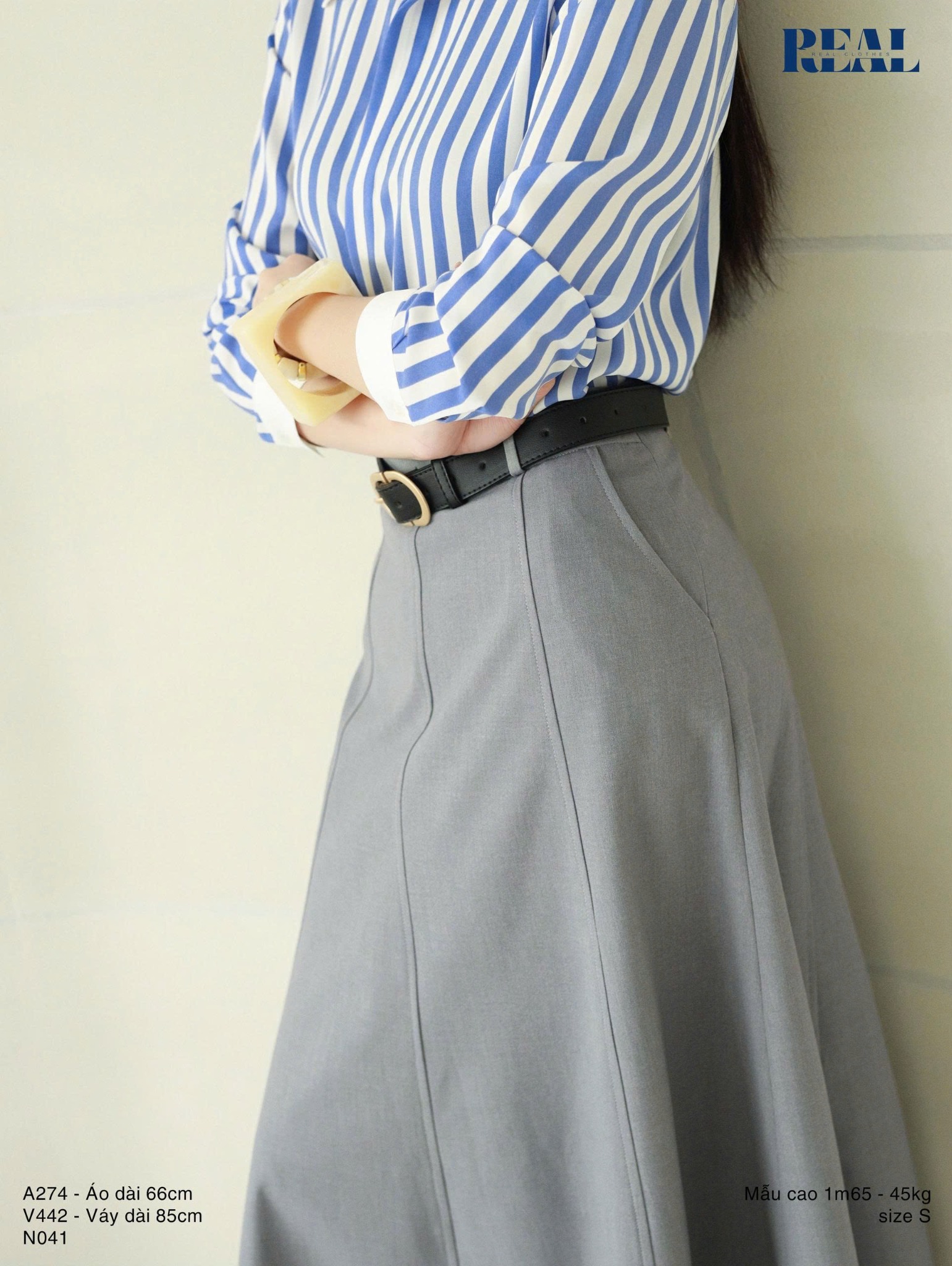 Sơ mi phối cổ sọc to