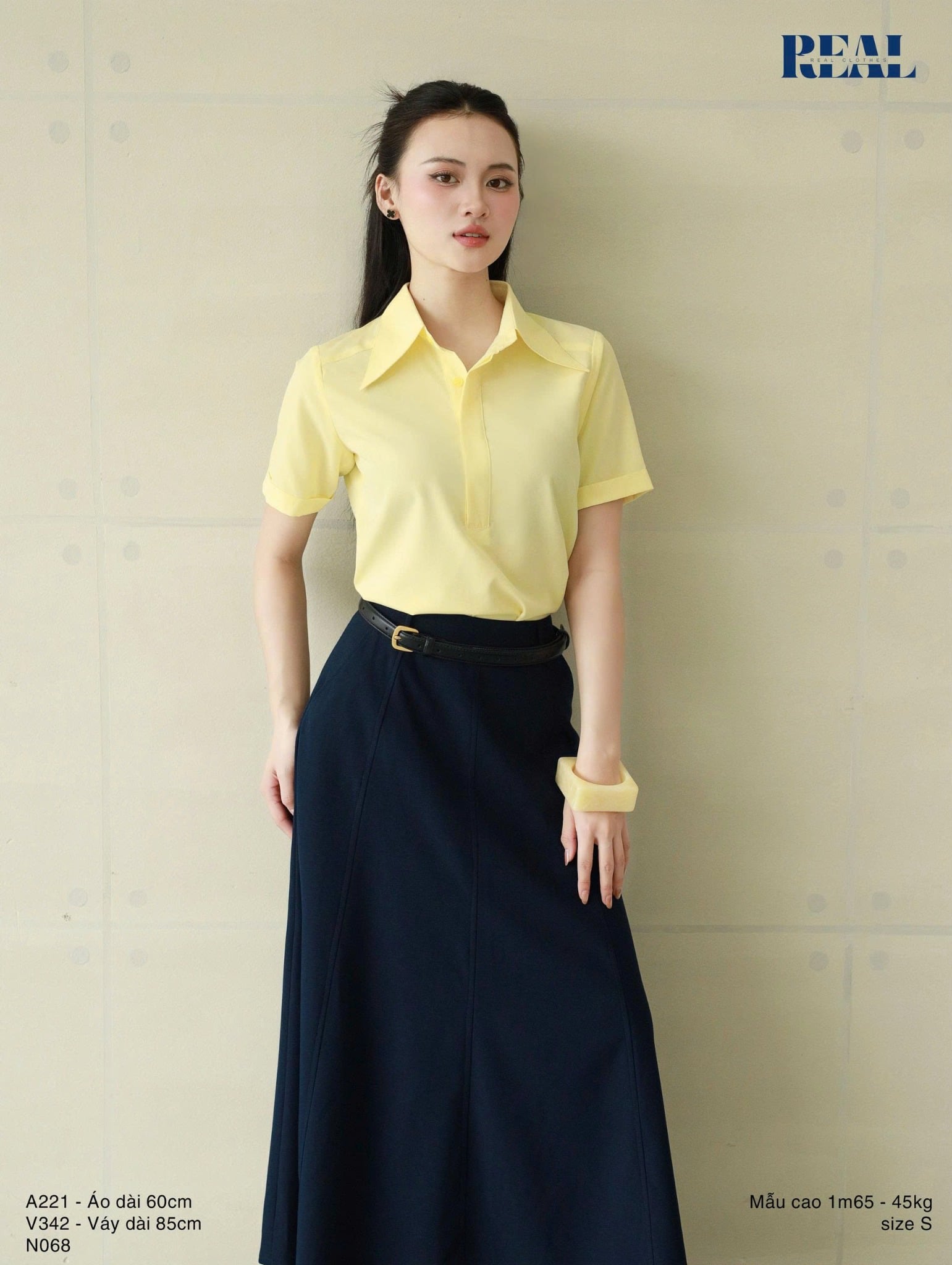 Sơ mi Anna vàng tay đủ