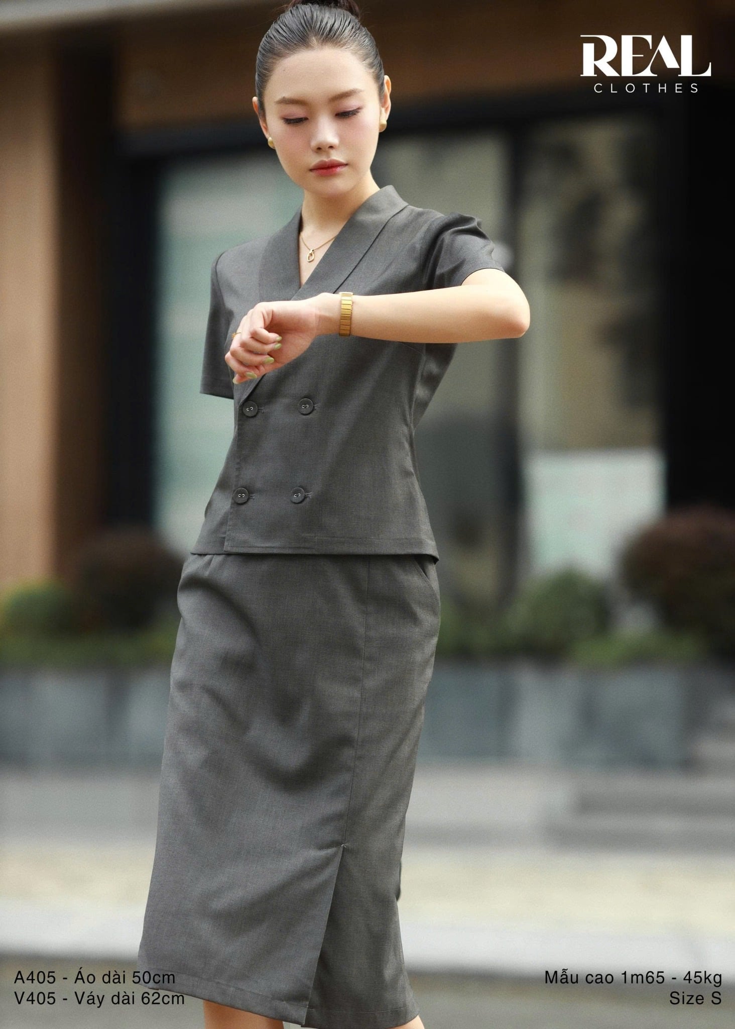 Váy Japan cách điệu xám đậm