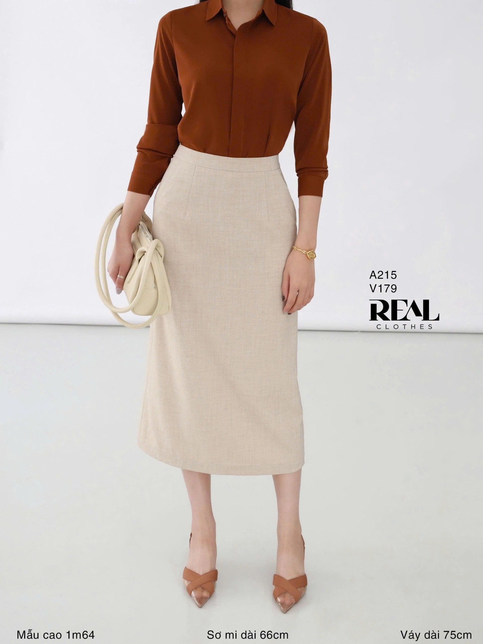 Sơ mi cổ mềm nâu