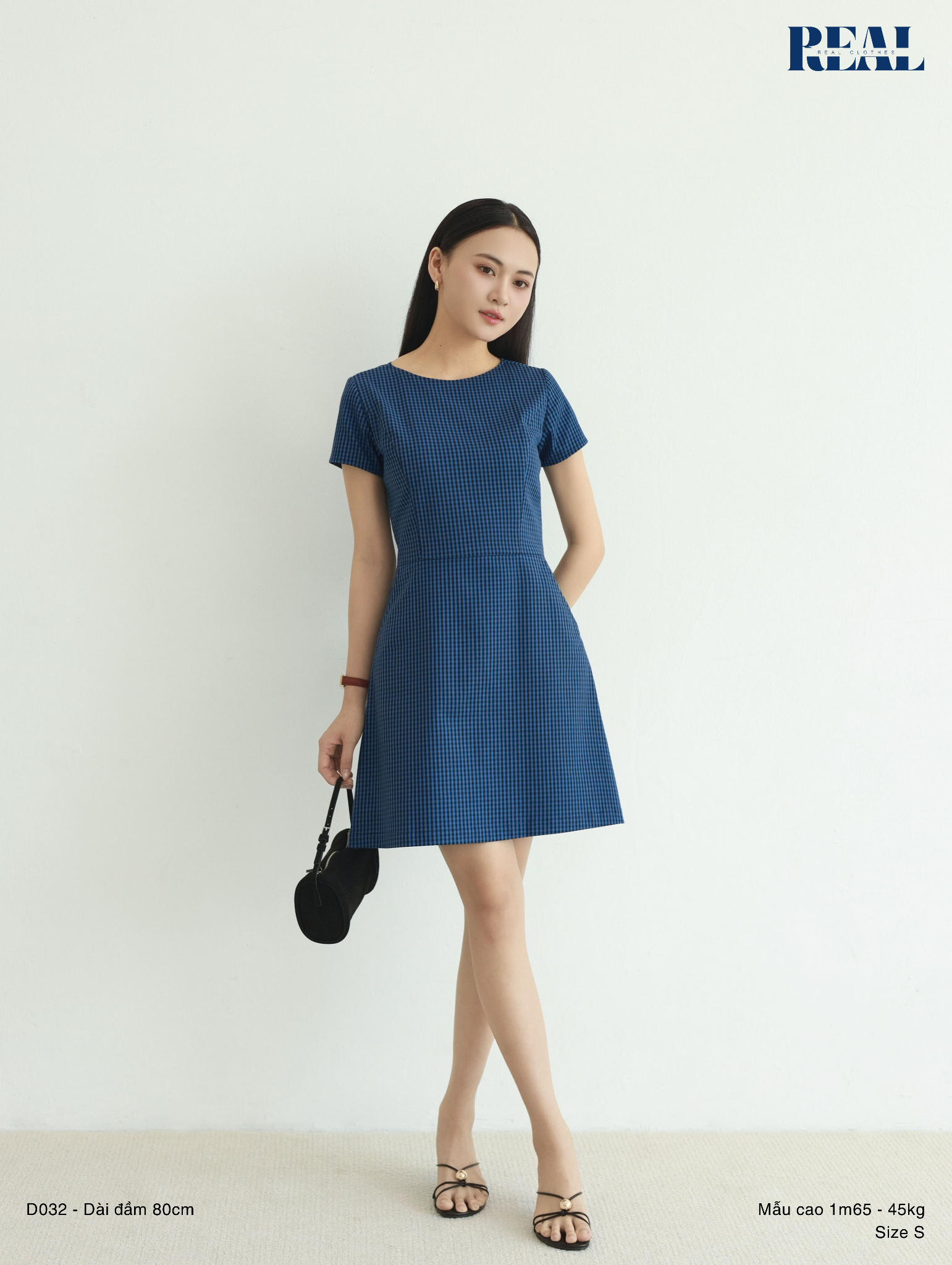 Đầm Jennie form A tay đủ navy