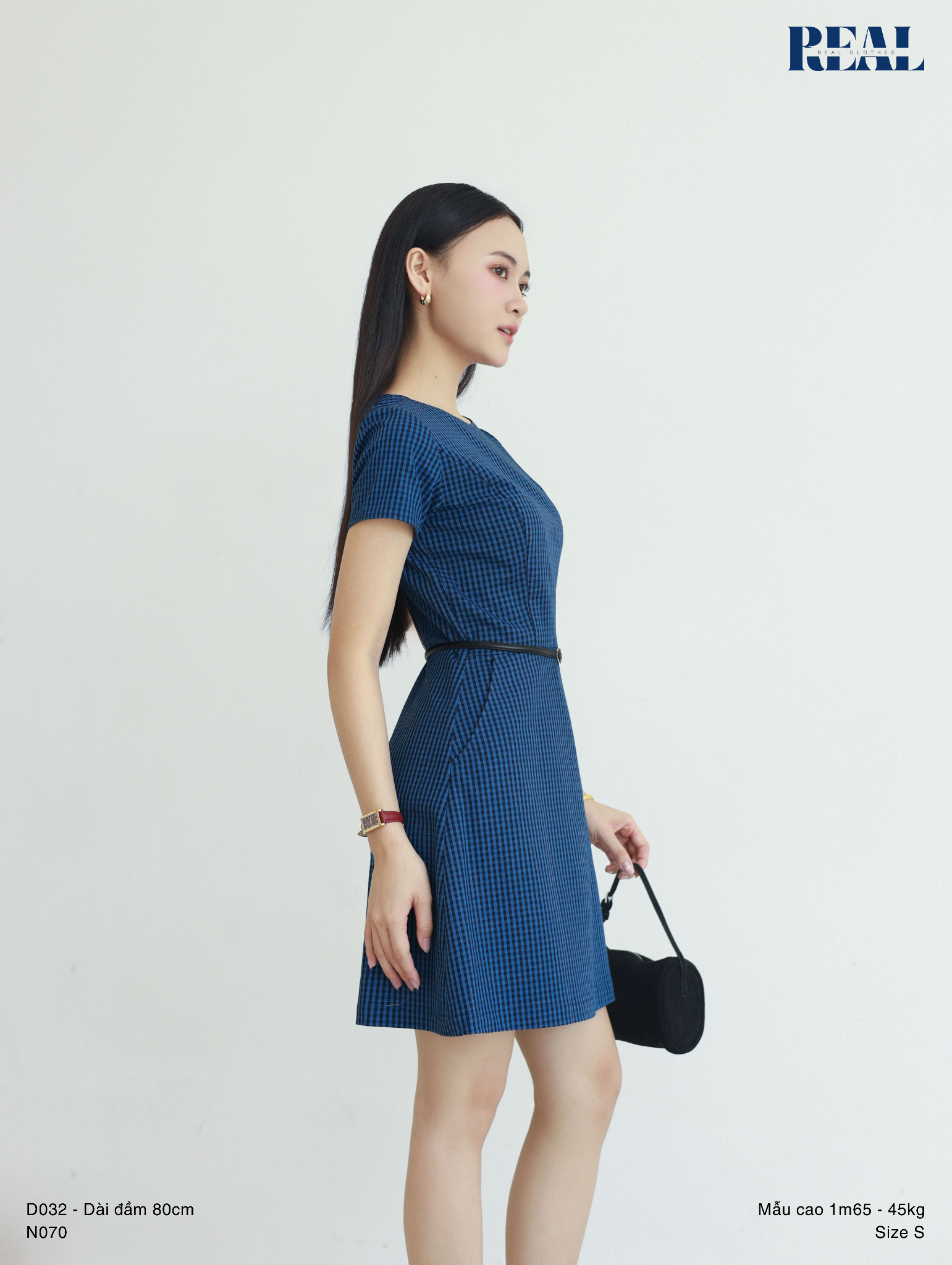 Đầm Jennie form A tay đủ navy