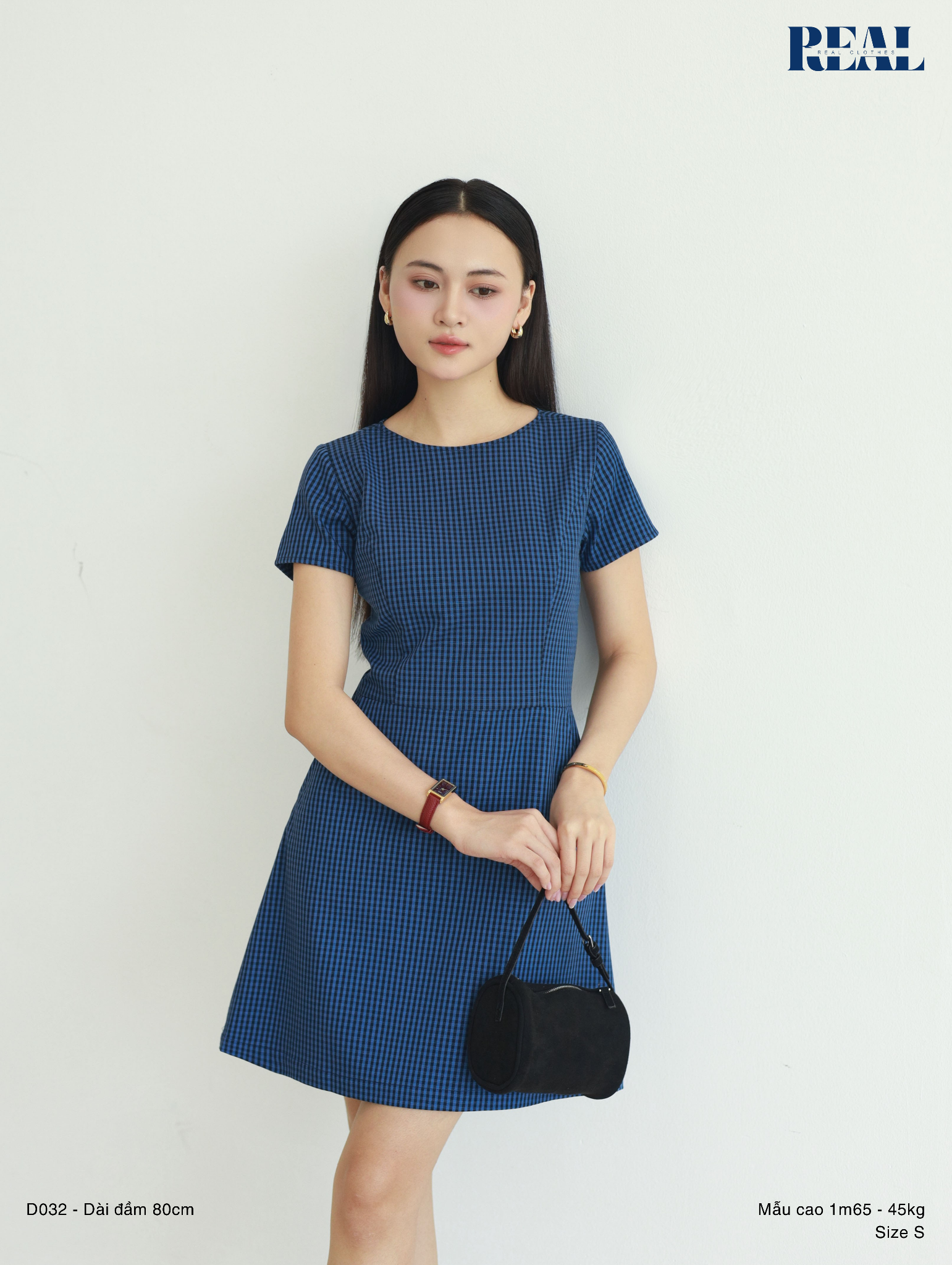 Đầm Jennie form A tay đủ navy
