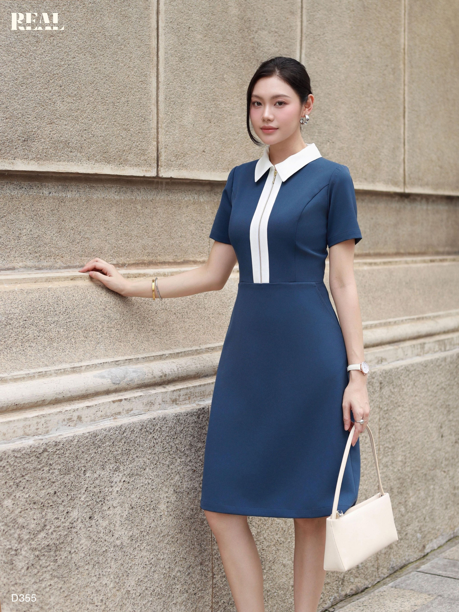  Đầm zipper xanh navy ver 2 