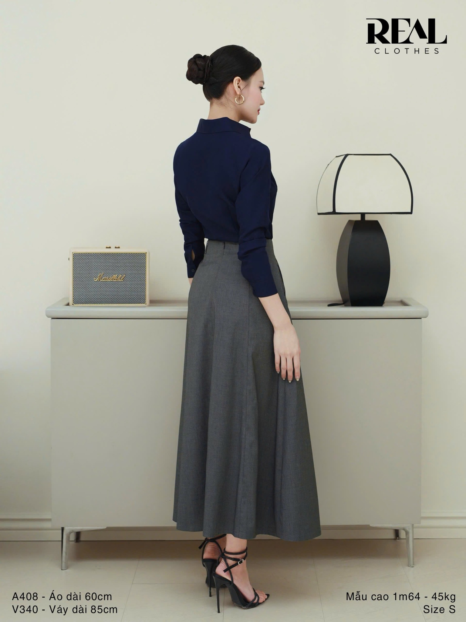 Váy Rachel xám đậm