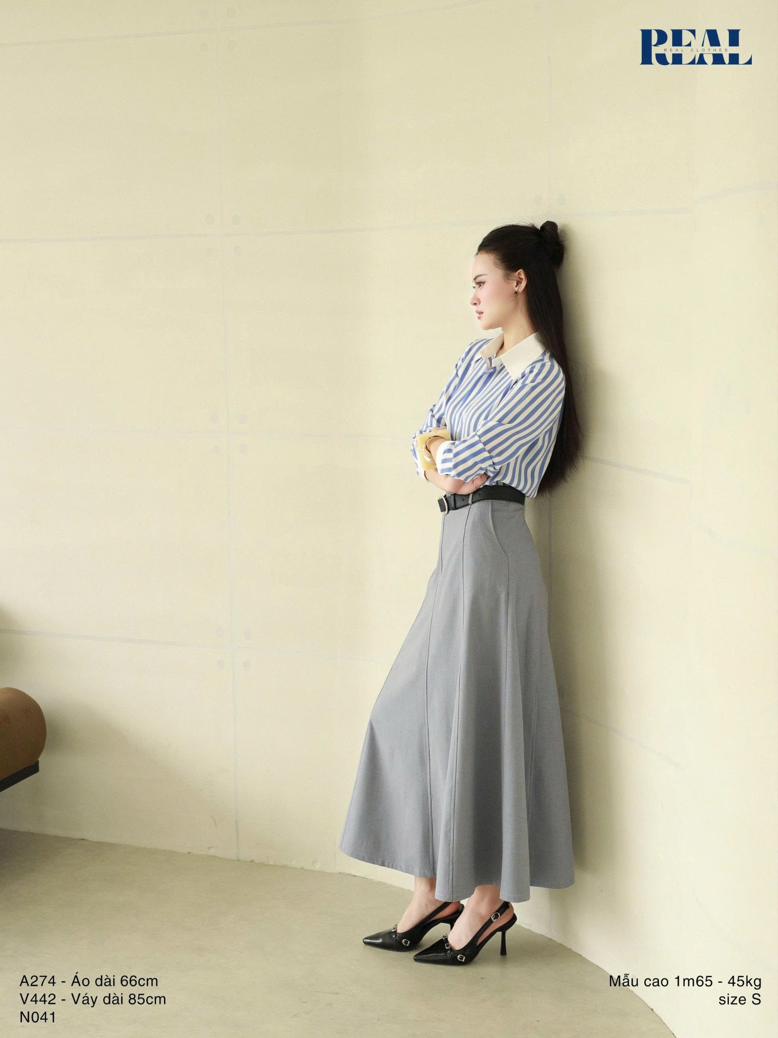 Váy Rachel xám nhạt