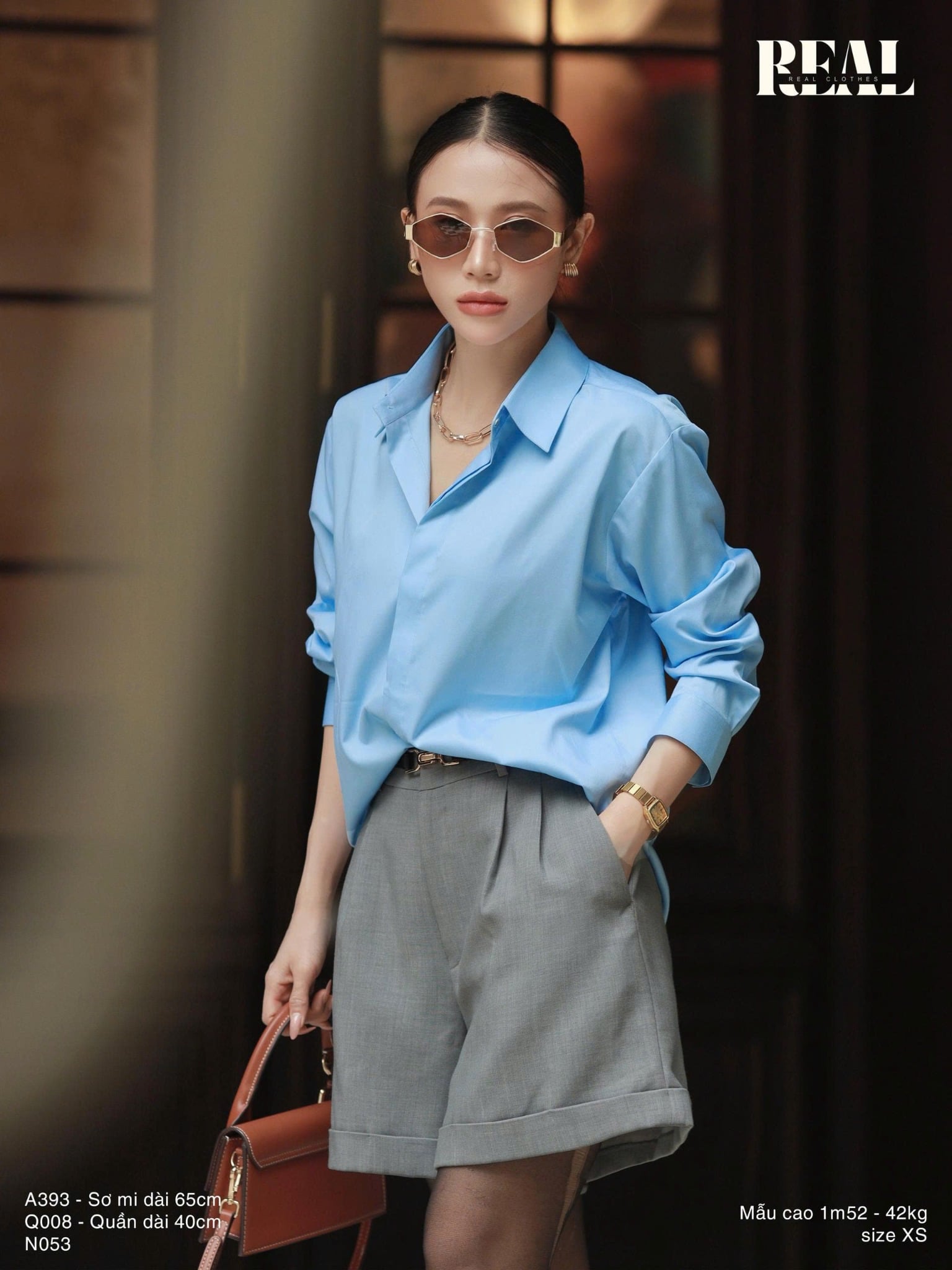  Sơ mi form rộng blue MỚI 