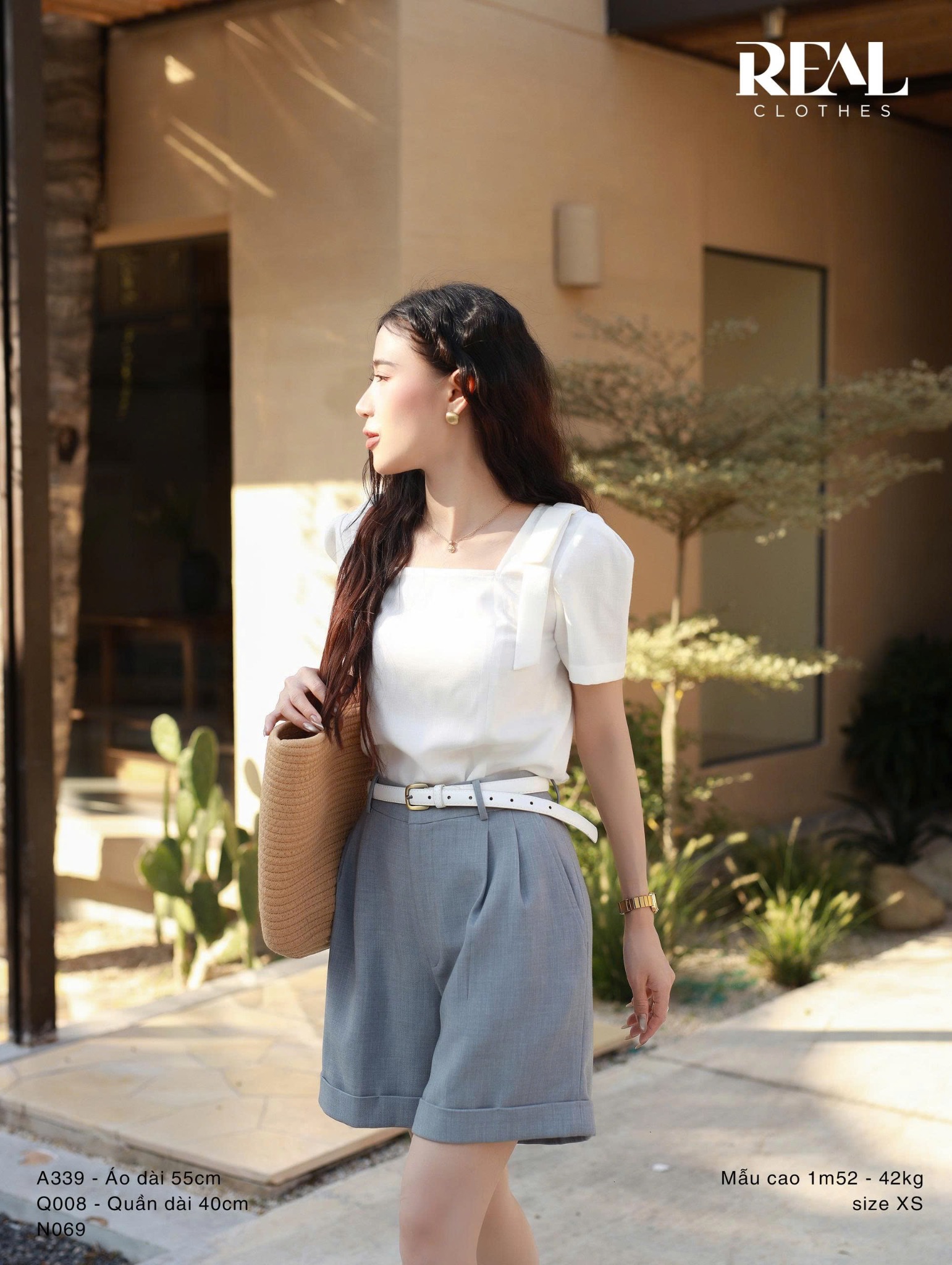 Quần short lật lai xám