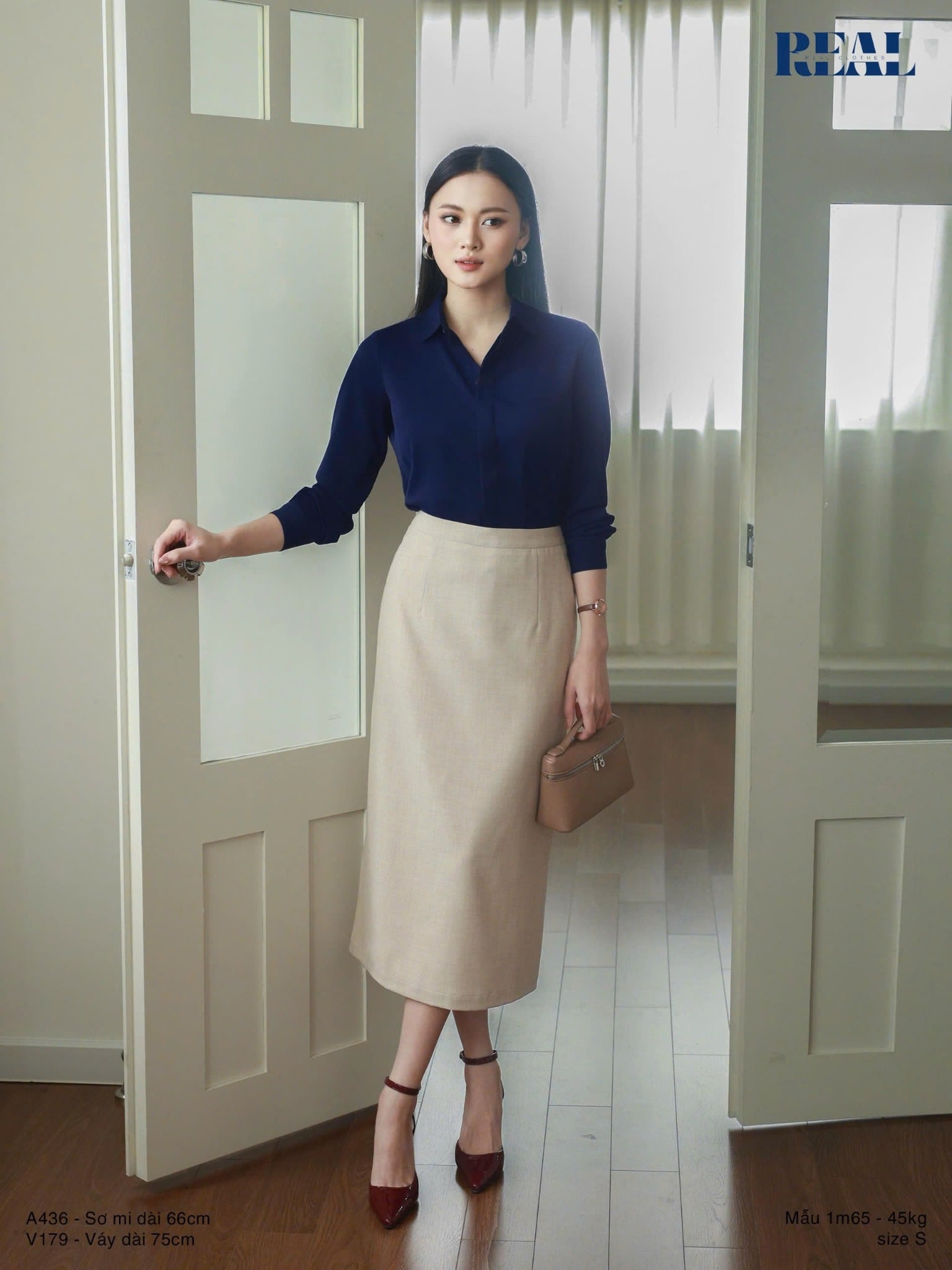 Sơ mi cổ mềm xanh đen MỚI