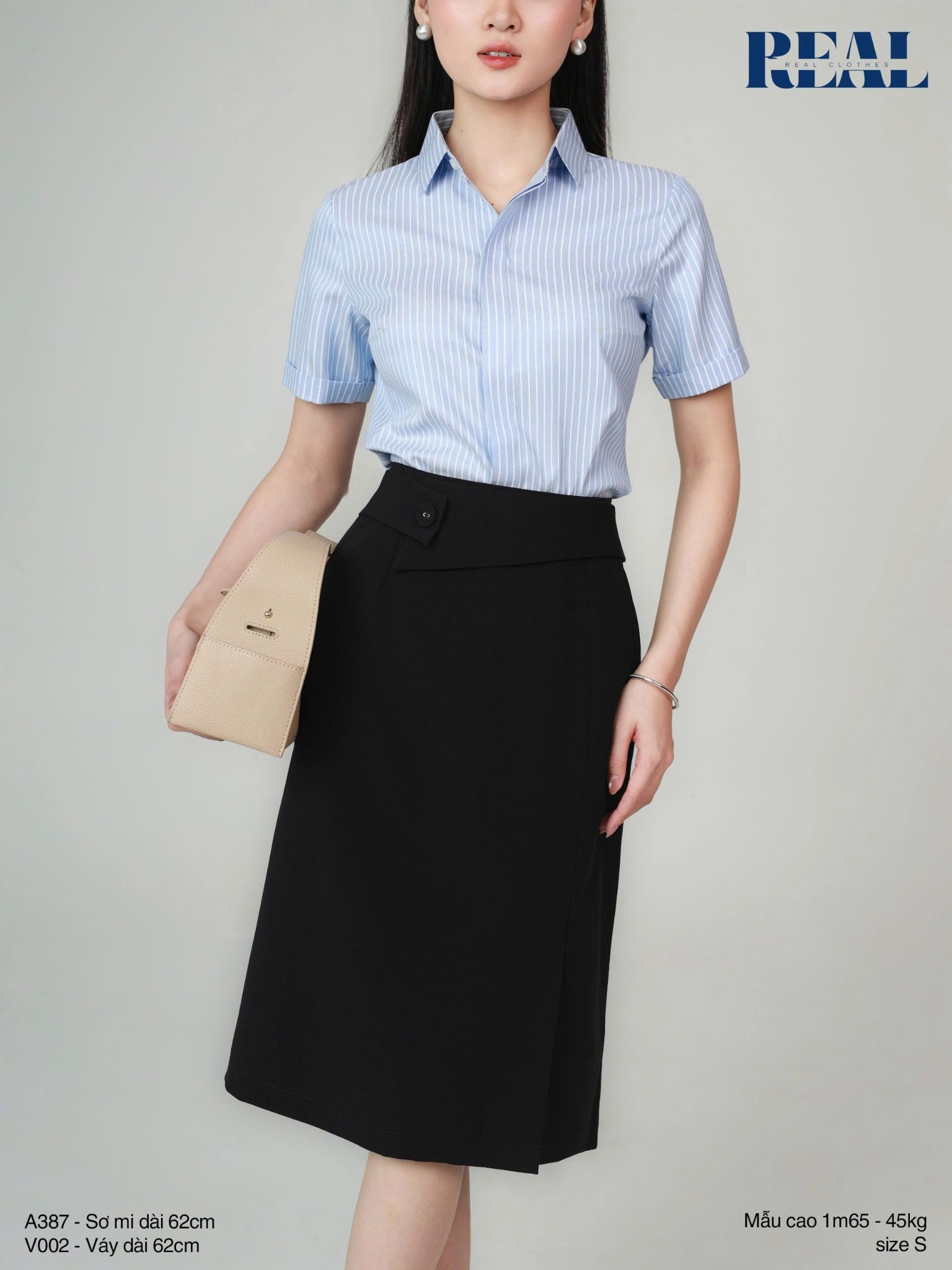 Sơ mi sọc blue tay đủ