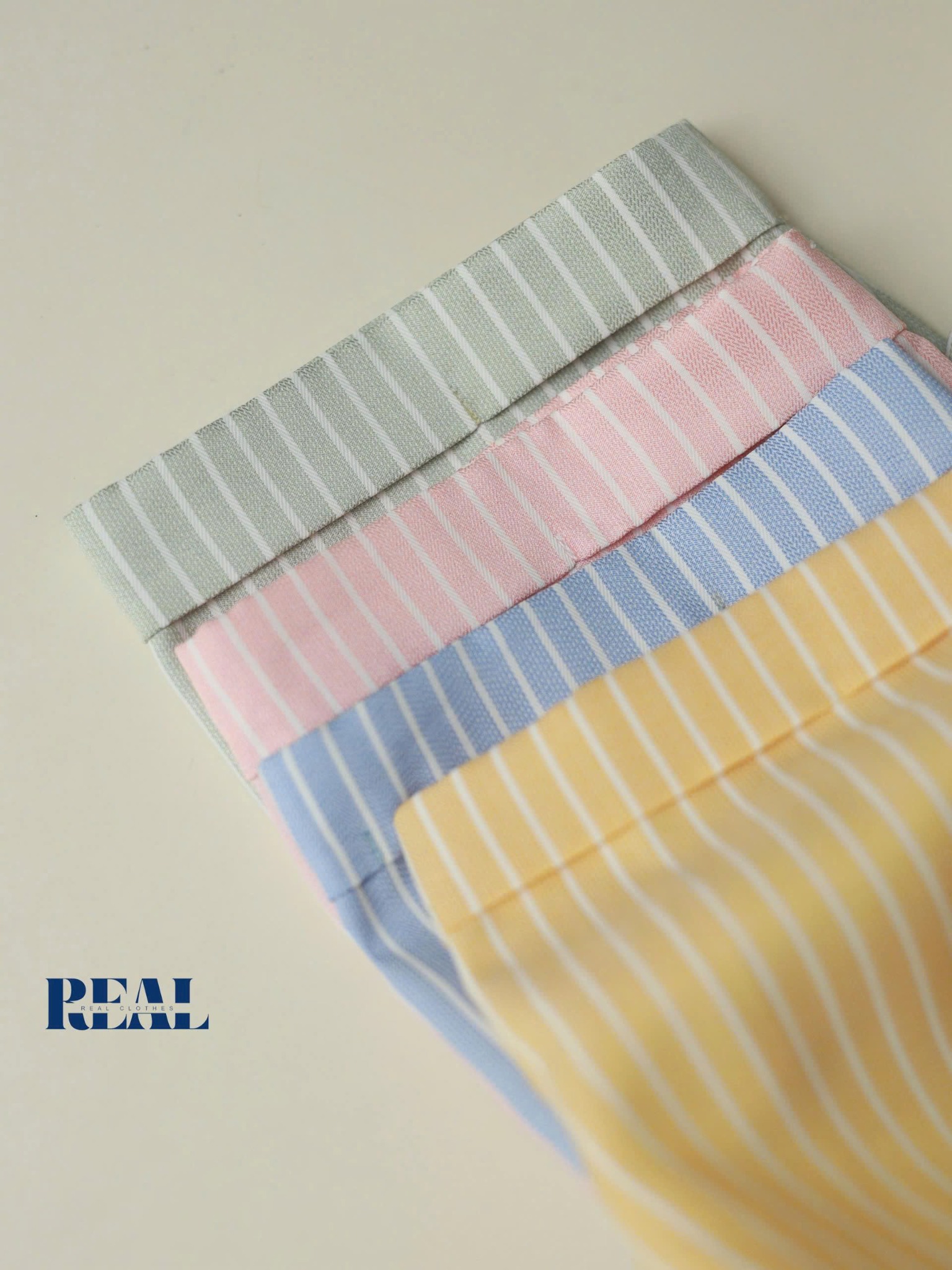 Sơ mi sọc hồng cam tay đủ