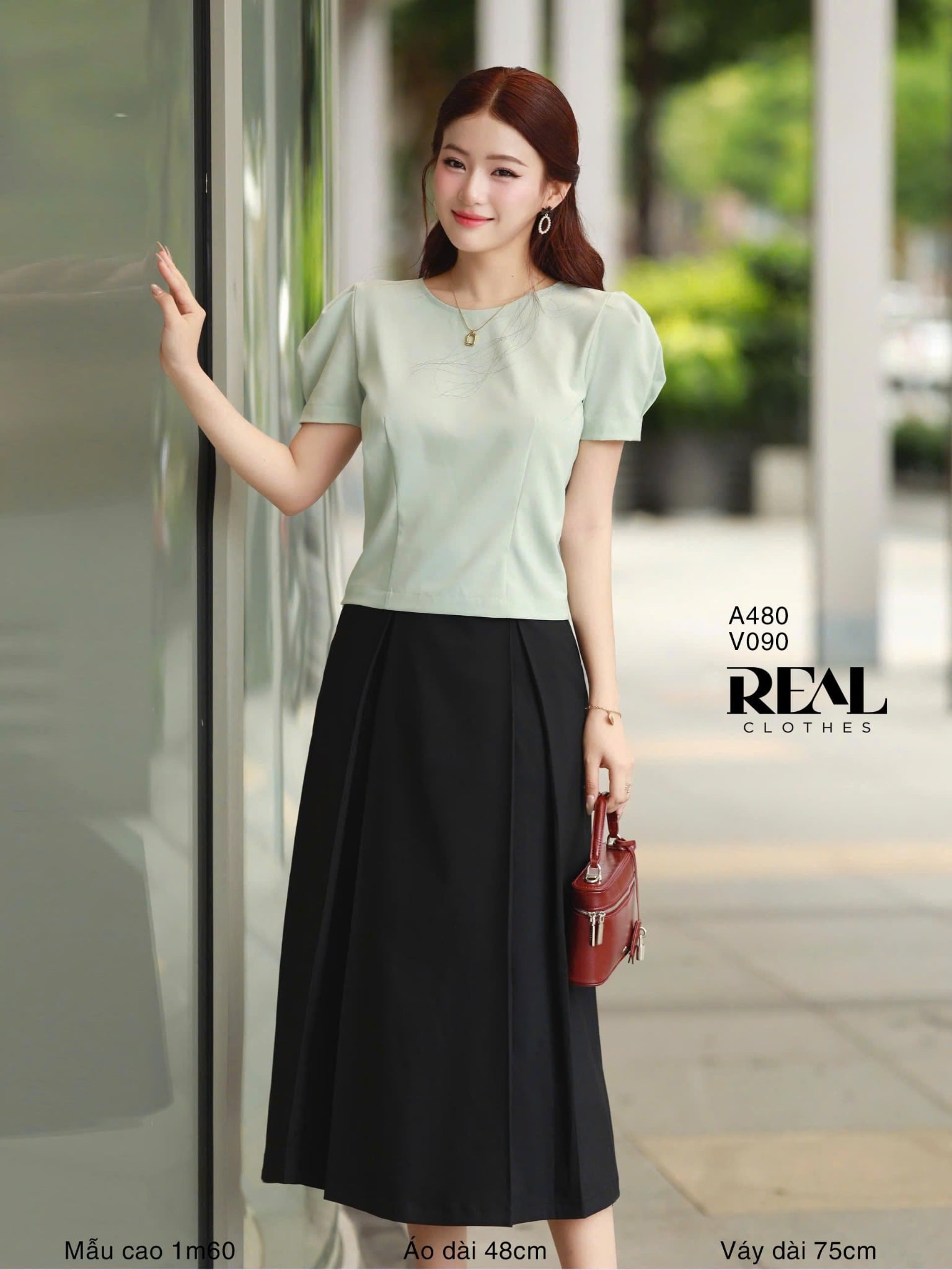  Croptop tay phồng xanh ngọc SALE 