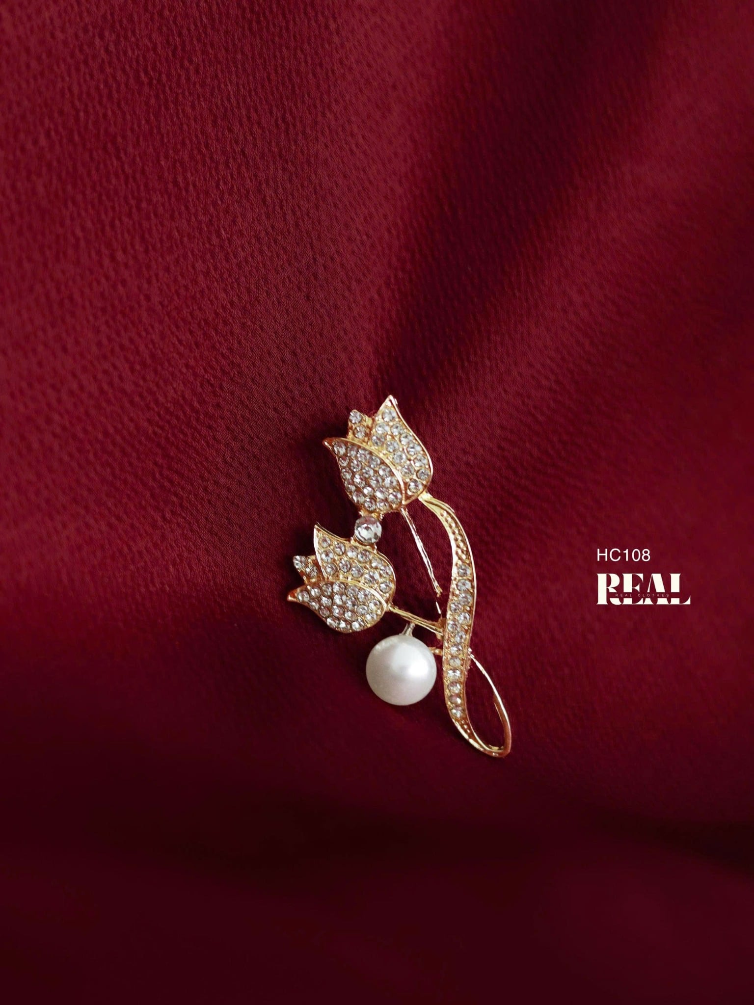  Cài áo hoa Tulip ngọc 