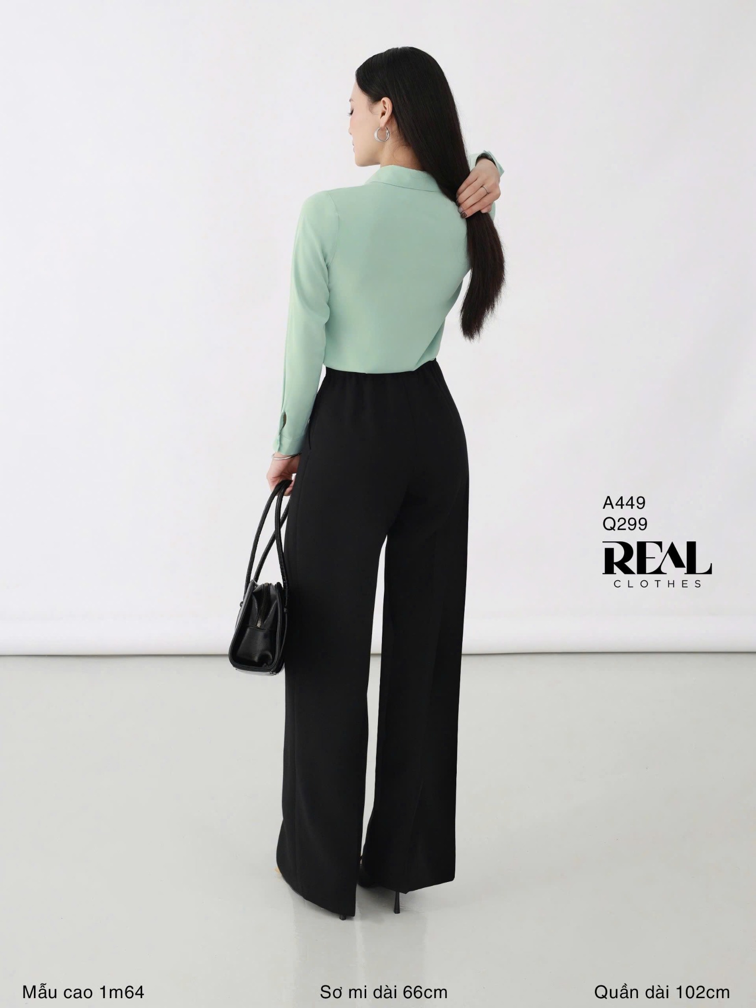 Quần lưng thun suông đen